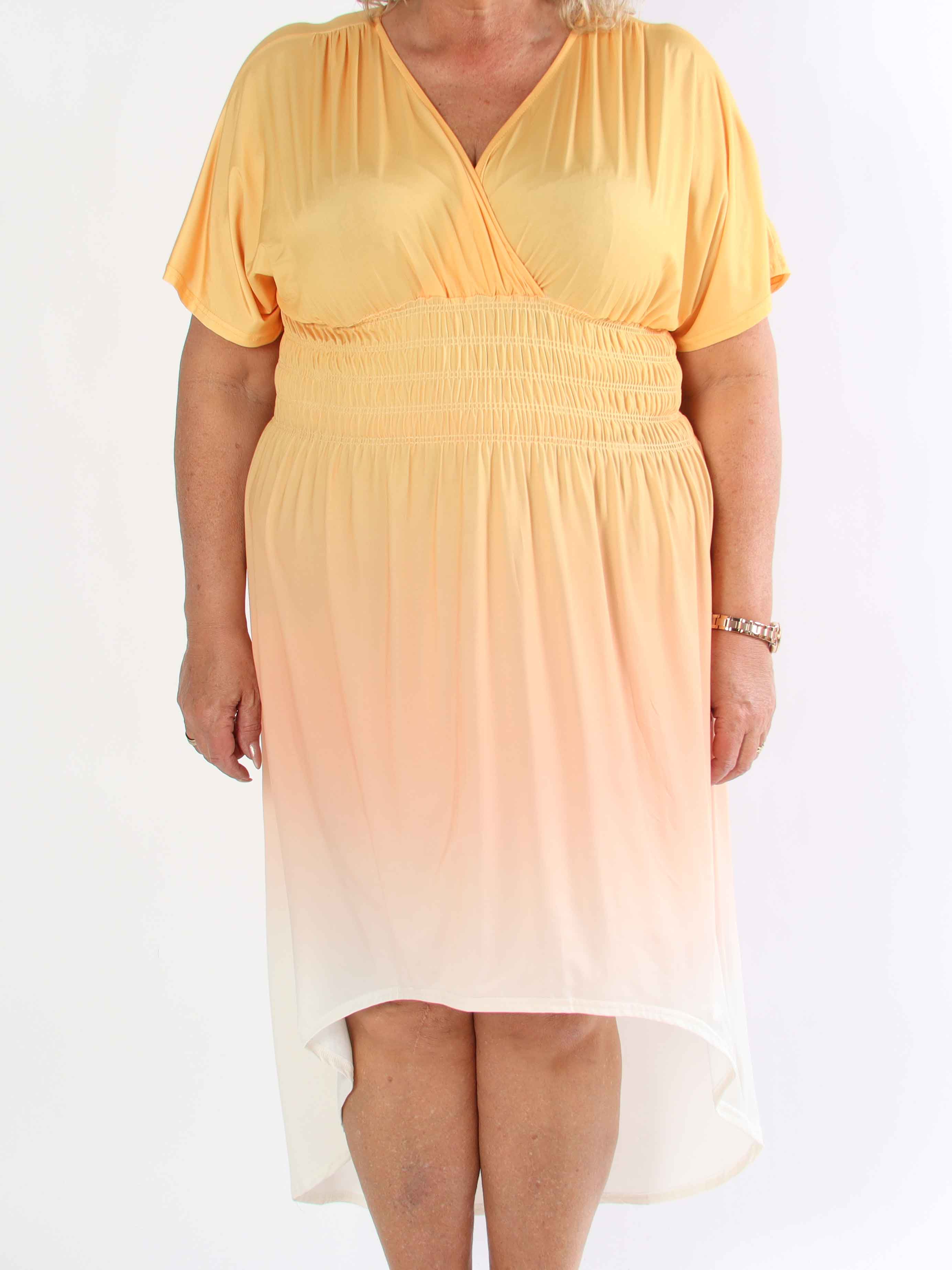 Pams Fade High-low - Elastisk flerfärgad plus size klänning