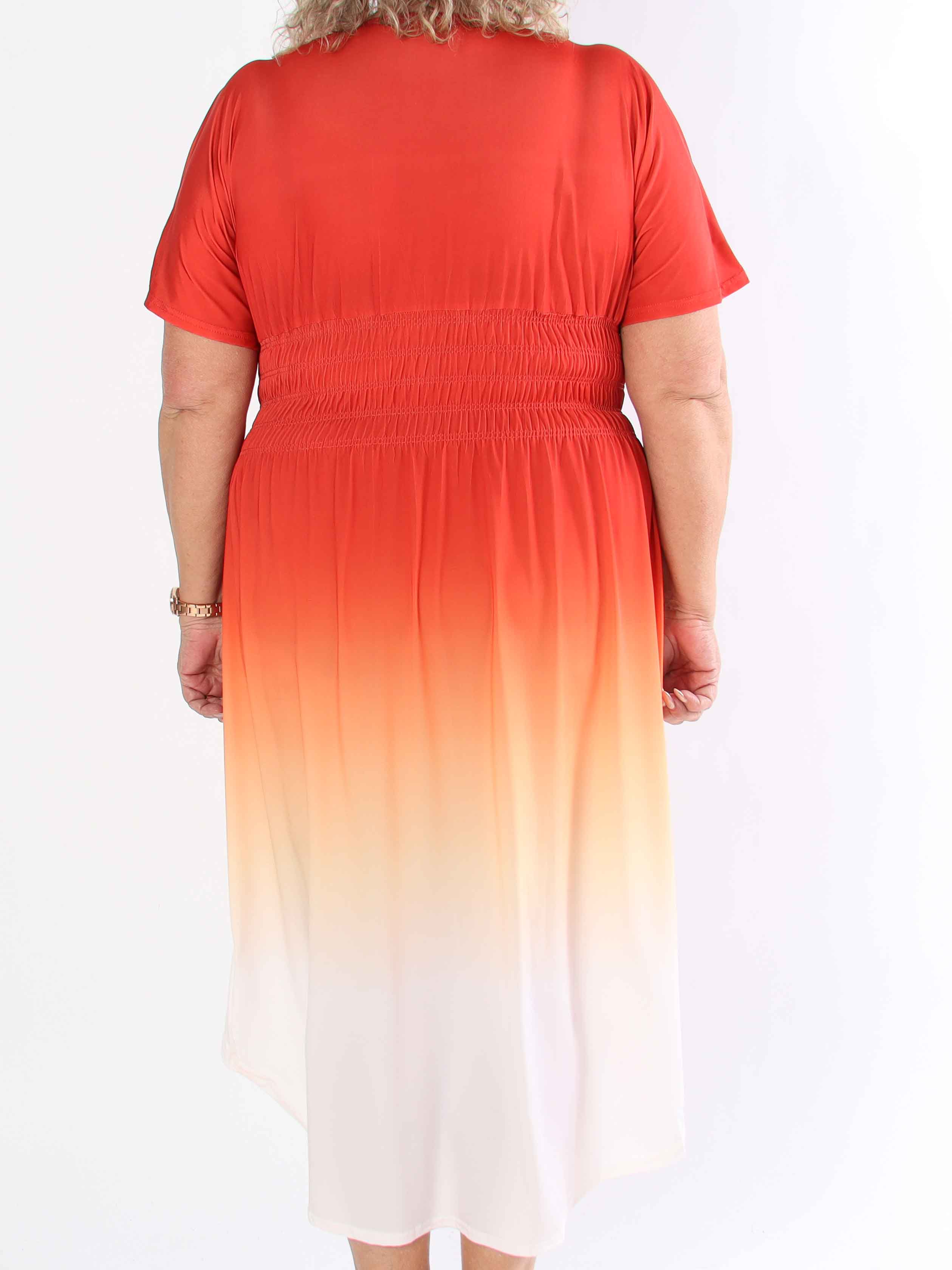 Pams Fade High-low - Elastisk flerfärgad plus size klänning