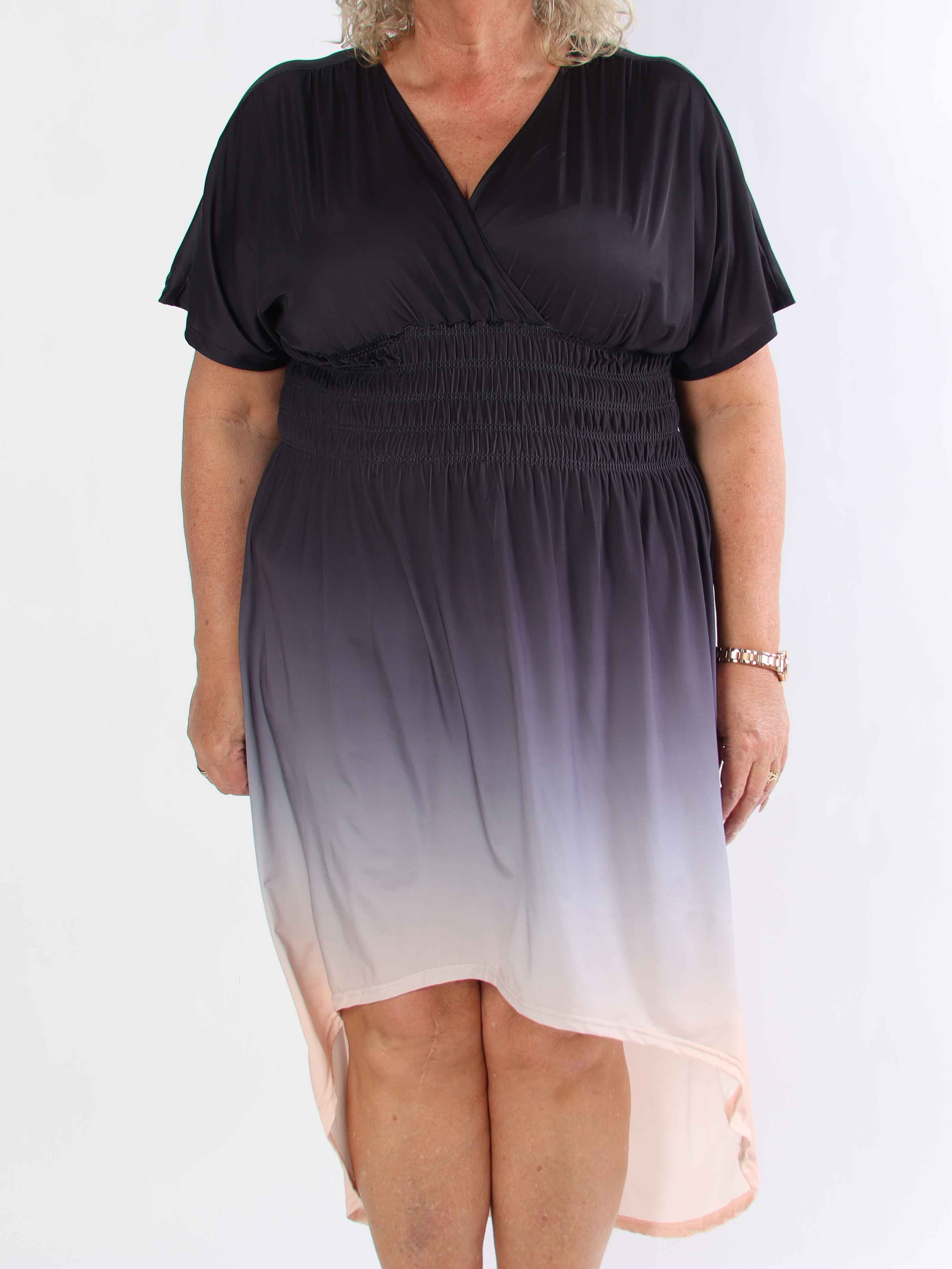 Pams Fade High-low - Elastisk flerfärgad plus size klänning