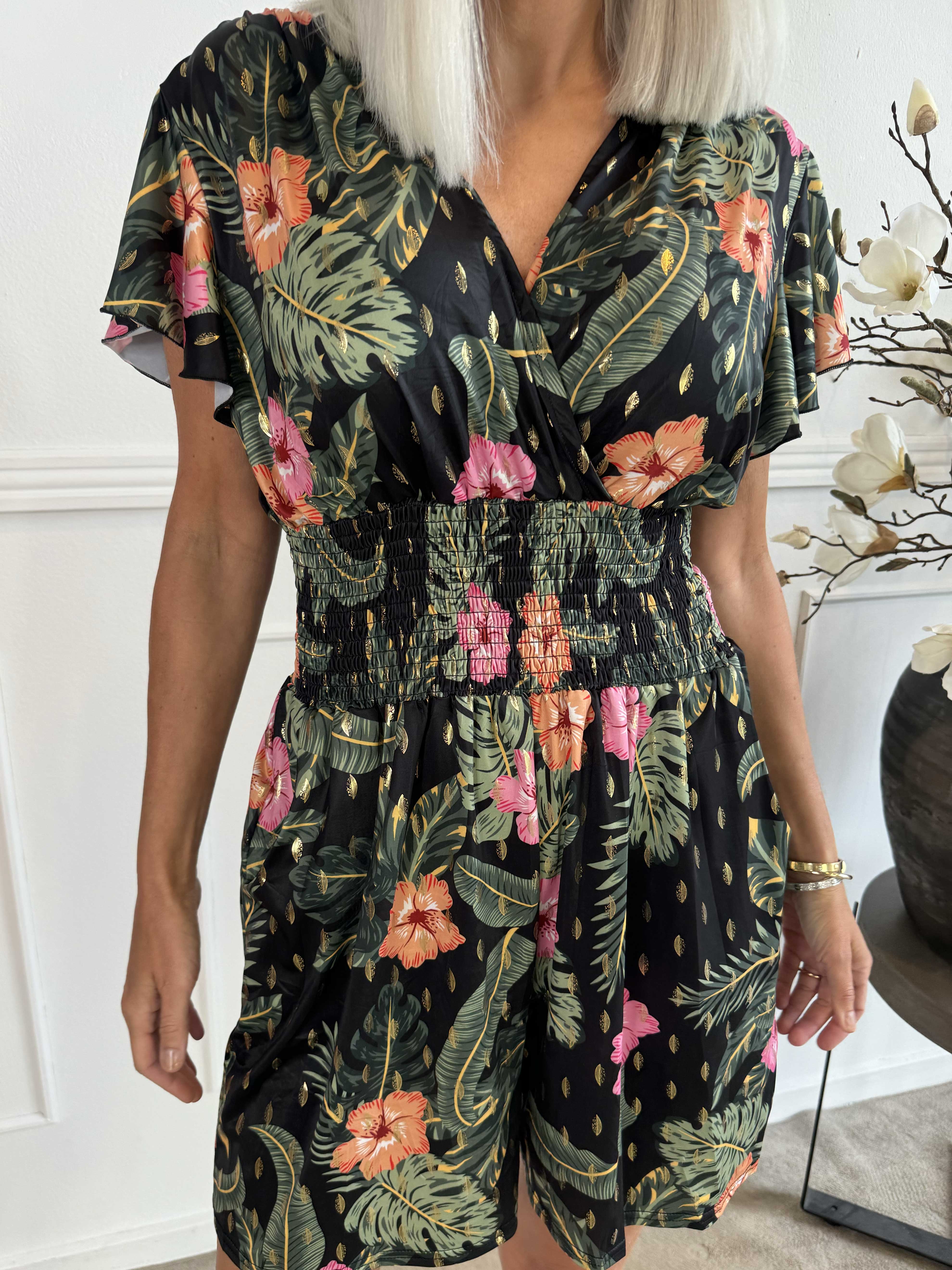 Pams Flower Playsuit - Elastisk playsuit med fickor