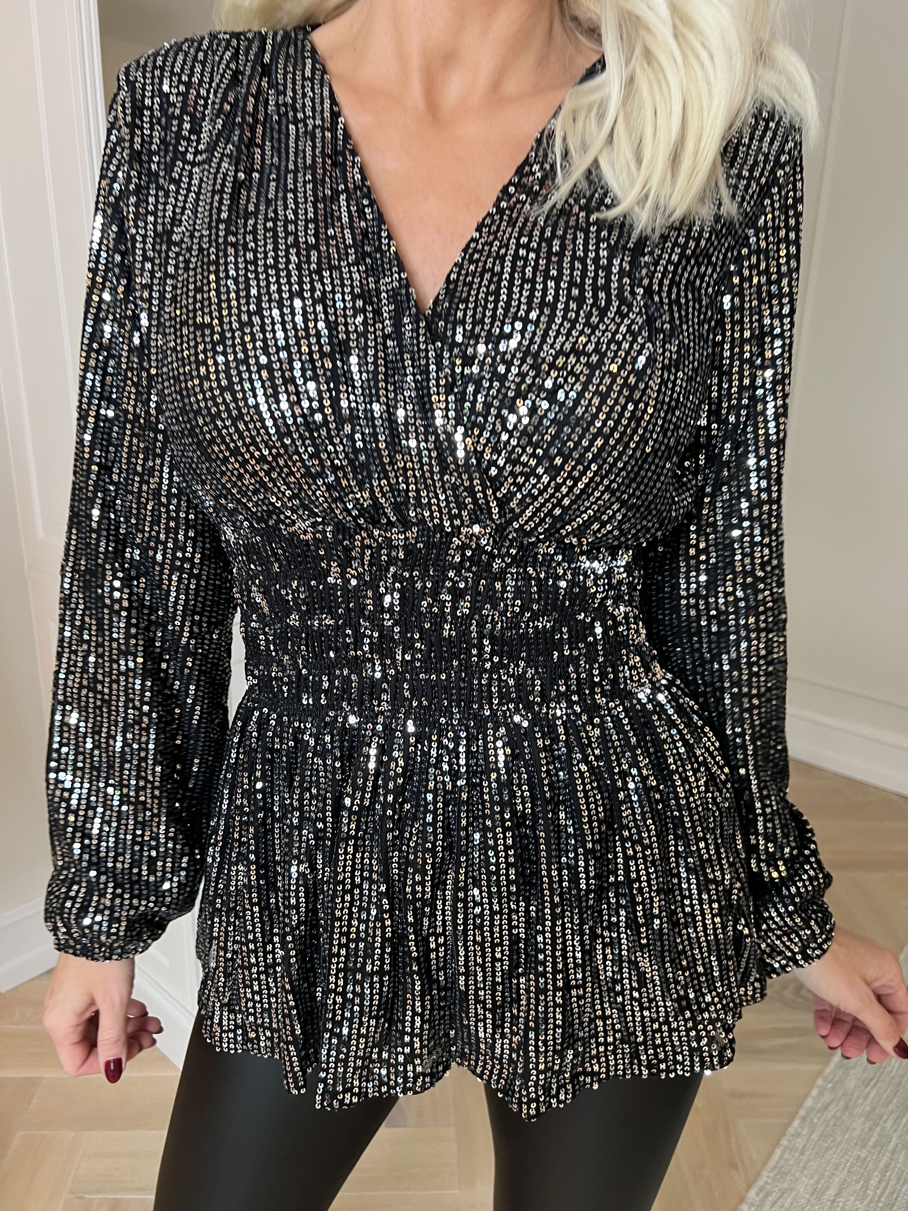Pams Glitter Shirt L/S - Blus med paljetter och långa ärmar