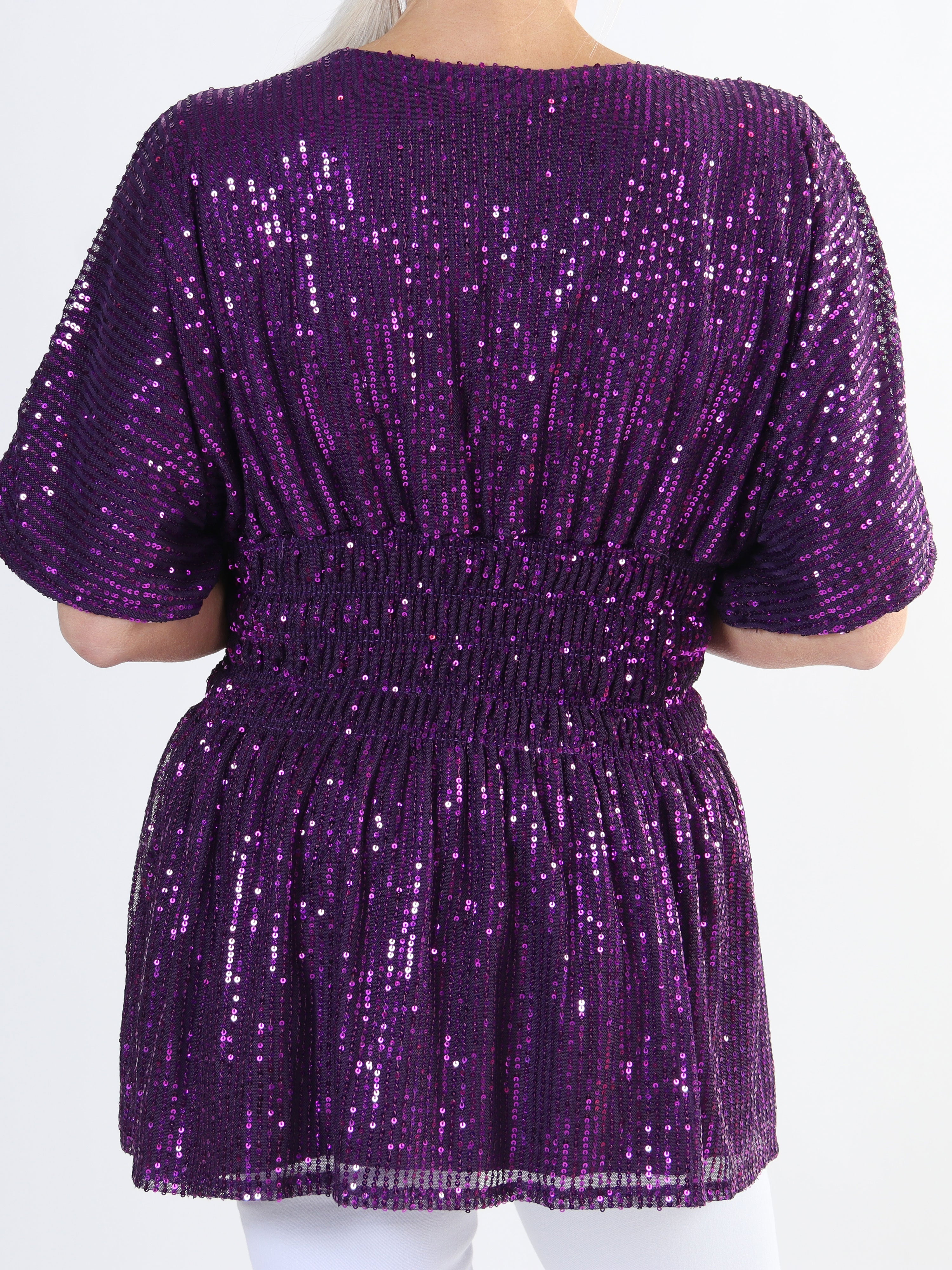 Pams Glitter Shirt - Söt tunika i stora storlekar med smock och paljetter