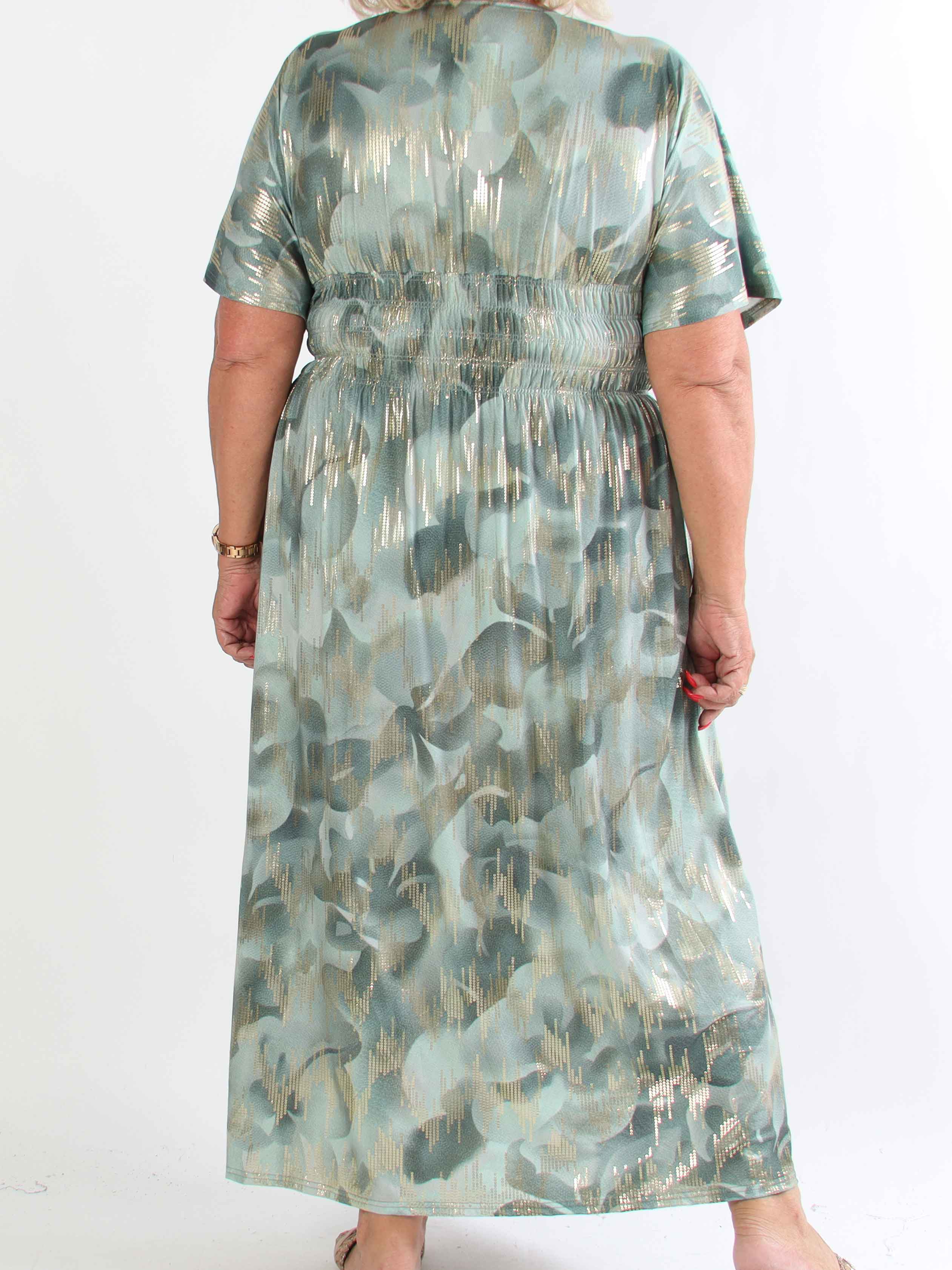 Pams Glamorous - Elastiskt plus size klänning med fina gulddetaljer