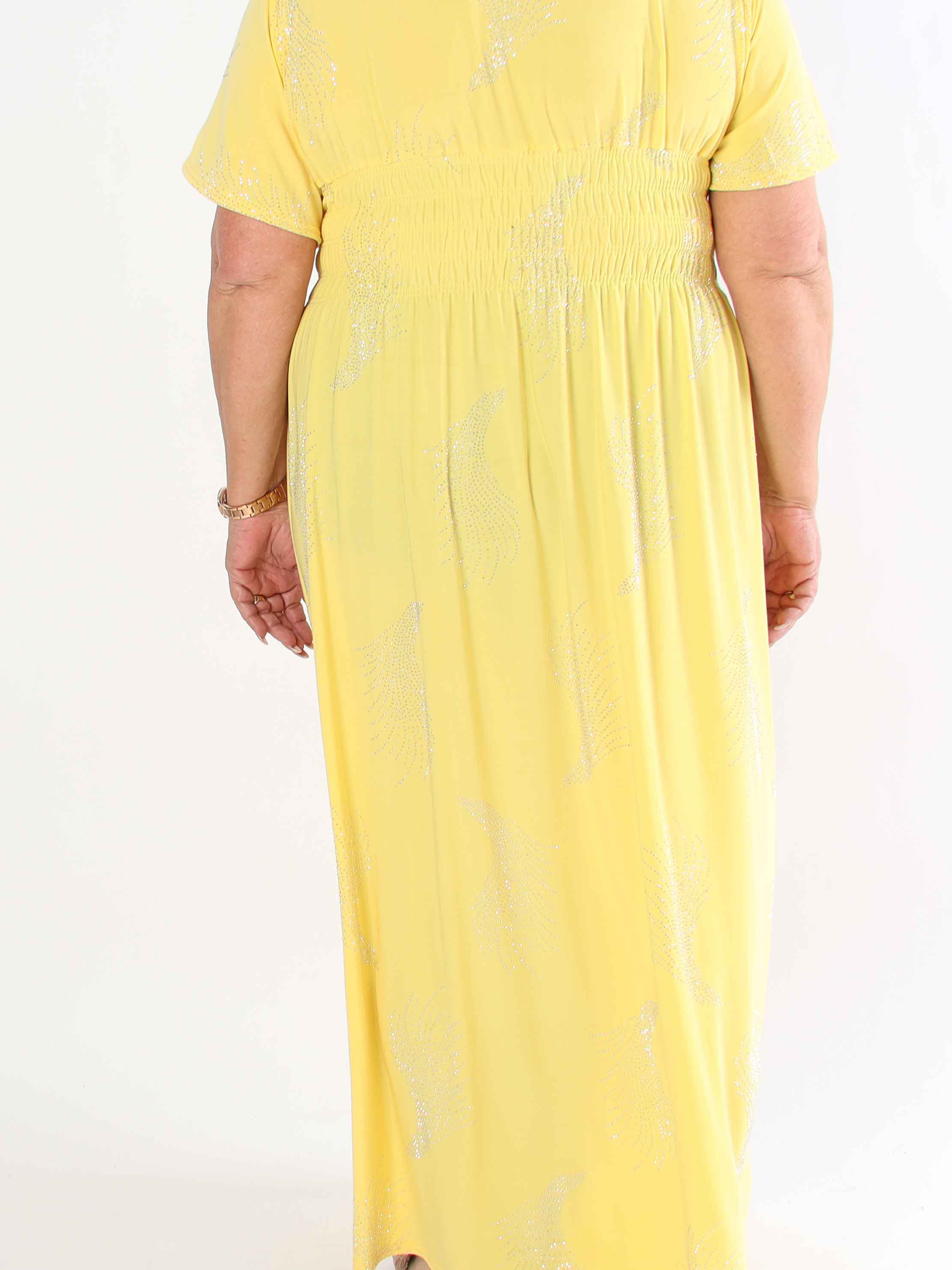 Pams Leaf Crystal - Lång stretch plus size klänning med strassmönster