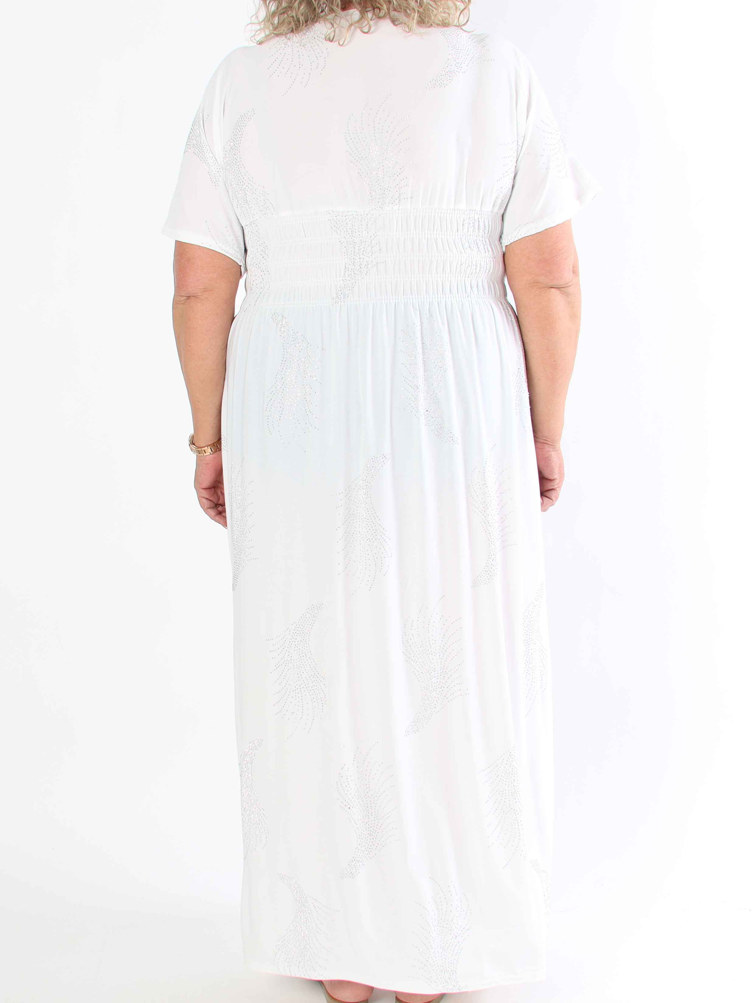 Pams Leaf Crystal - Lång stretch plus size klänning med strassmönster