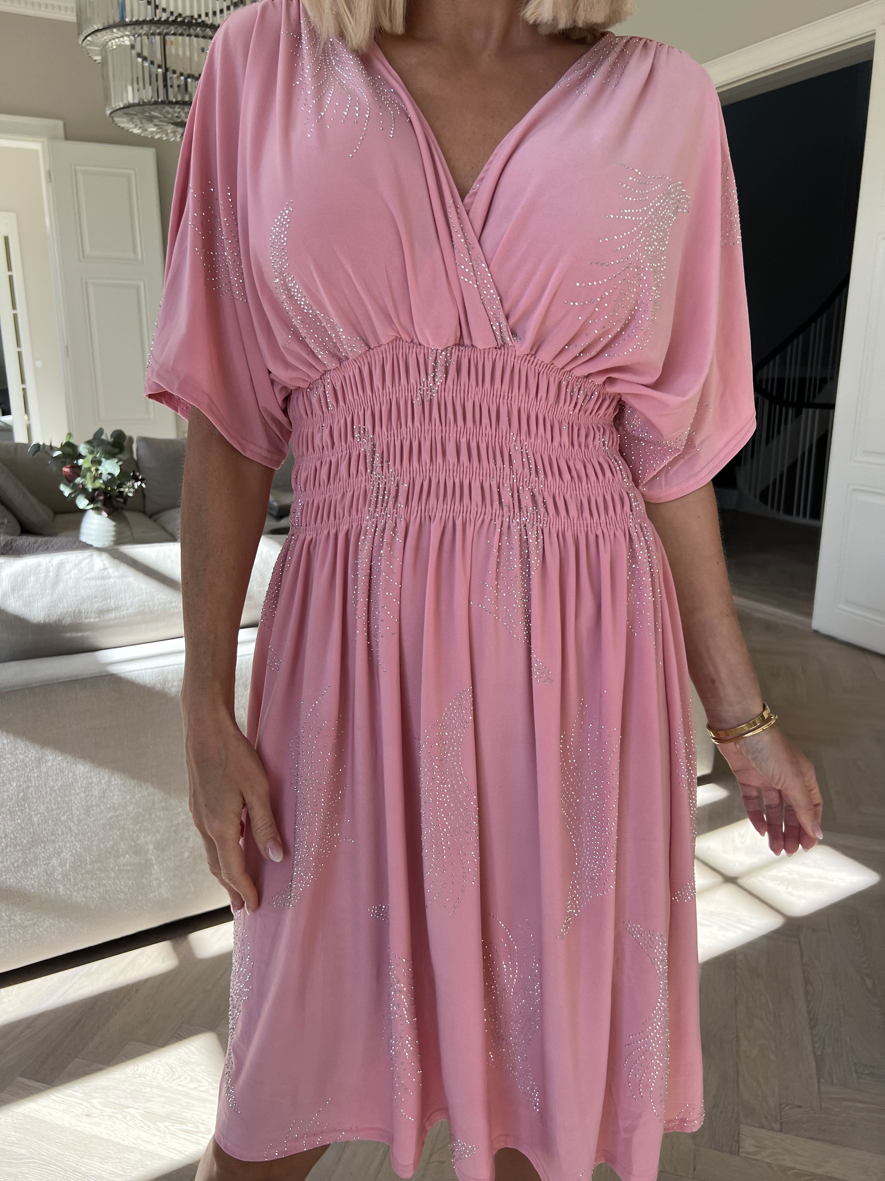 Pams Leaf Crystal Short - Stretchklänning med strassmönster