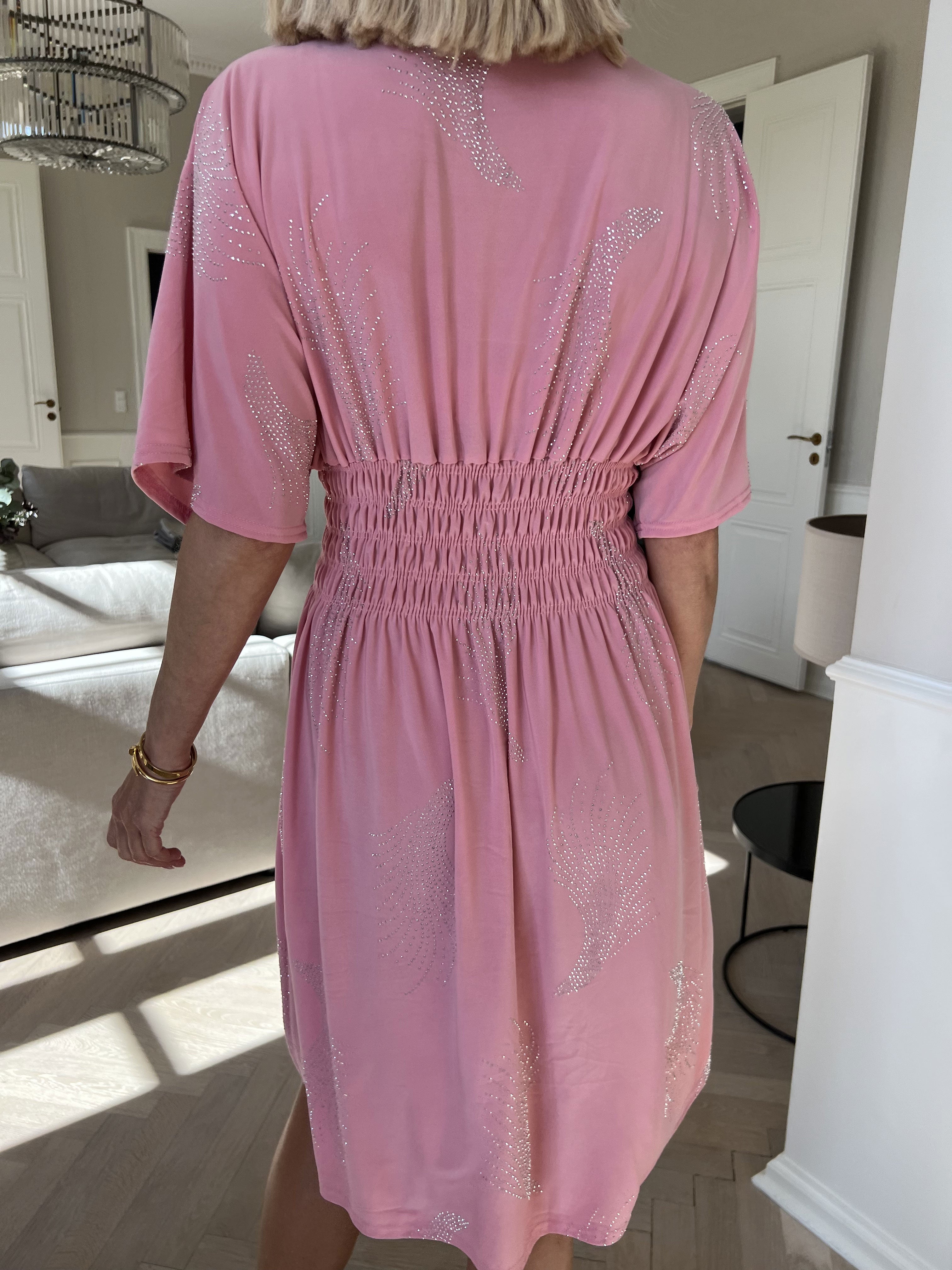 Pams Leaf Crystal Short - Stretchklänning med strassmönster