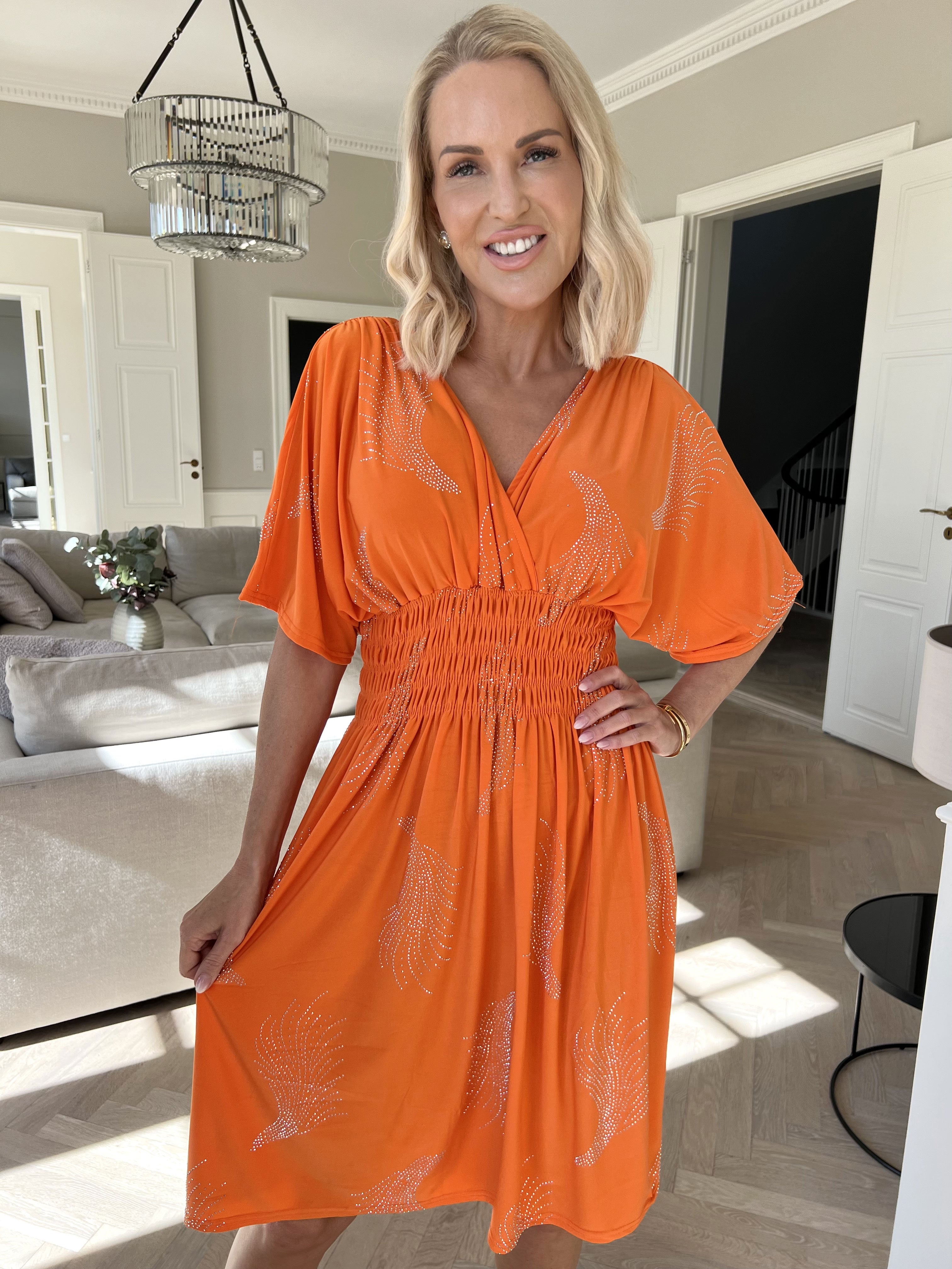 Pams Leaf Crystal Short - Stretchklänning med strassmönster