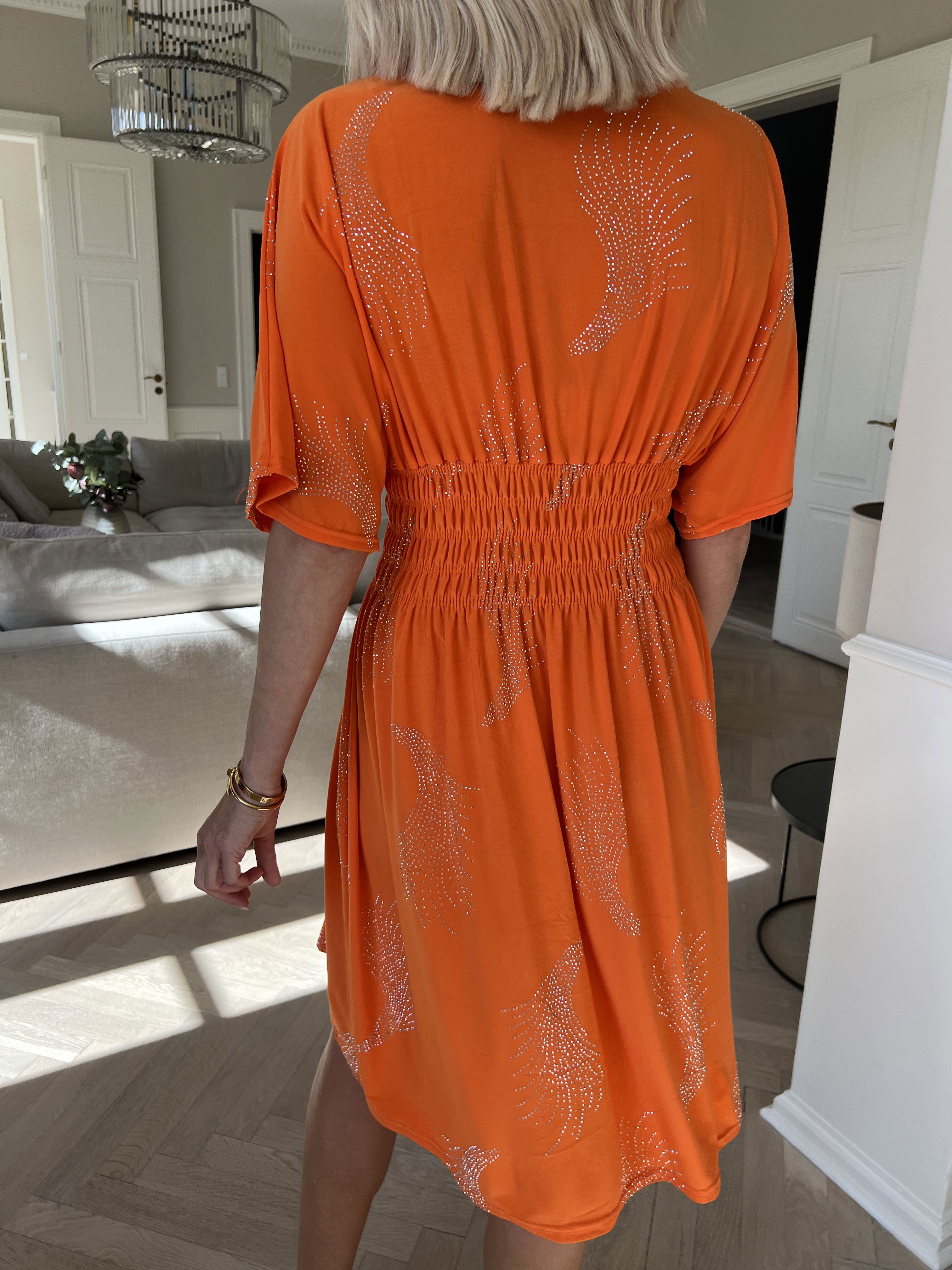 Pams Leaf Crystal Short - Stretchklänning med strassmönster