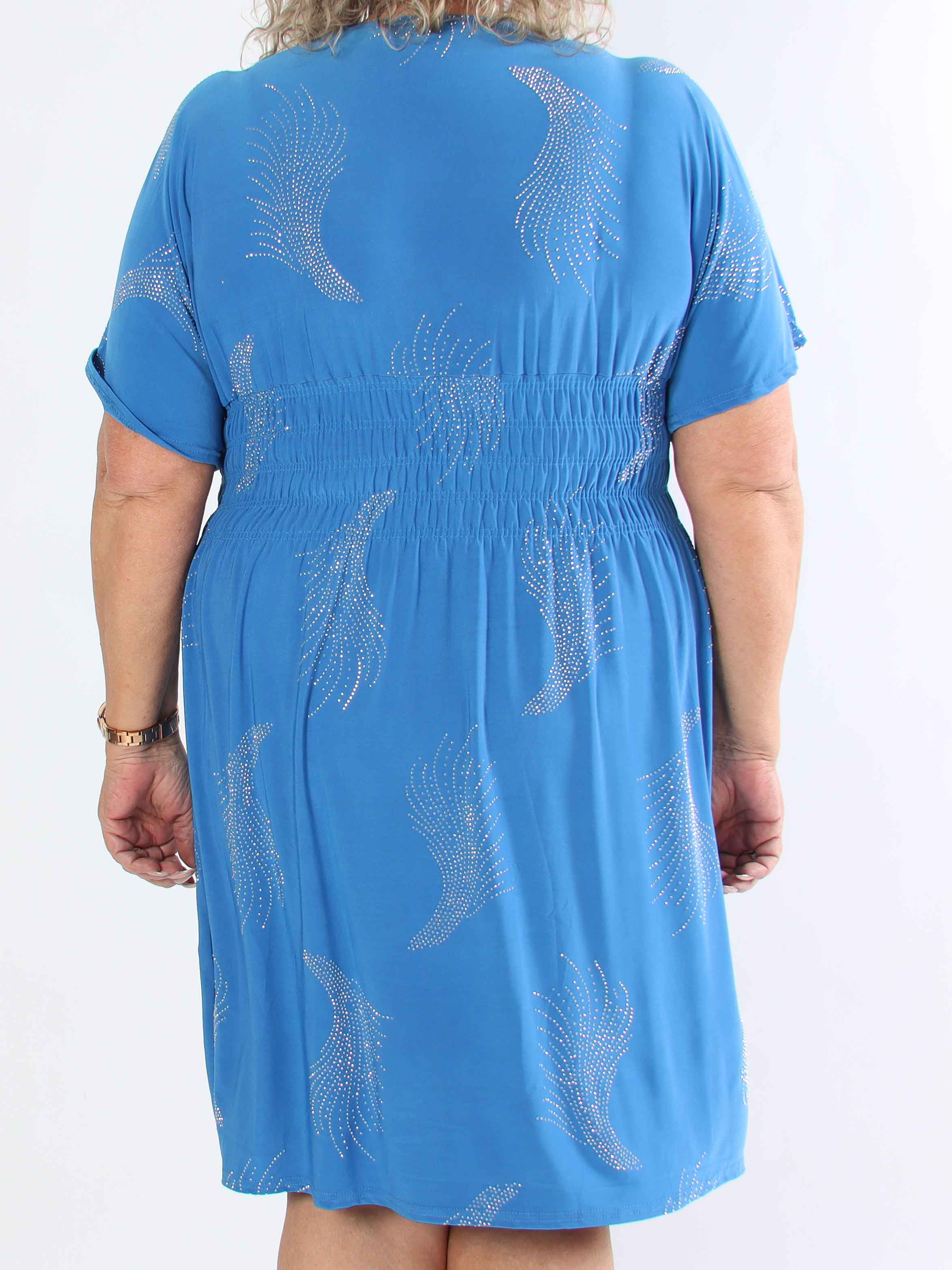 Pams Leaf Crystal Short - Stretch plus size klänning med strassmönster