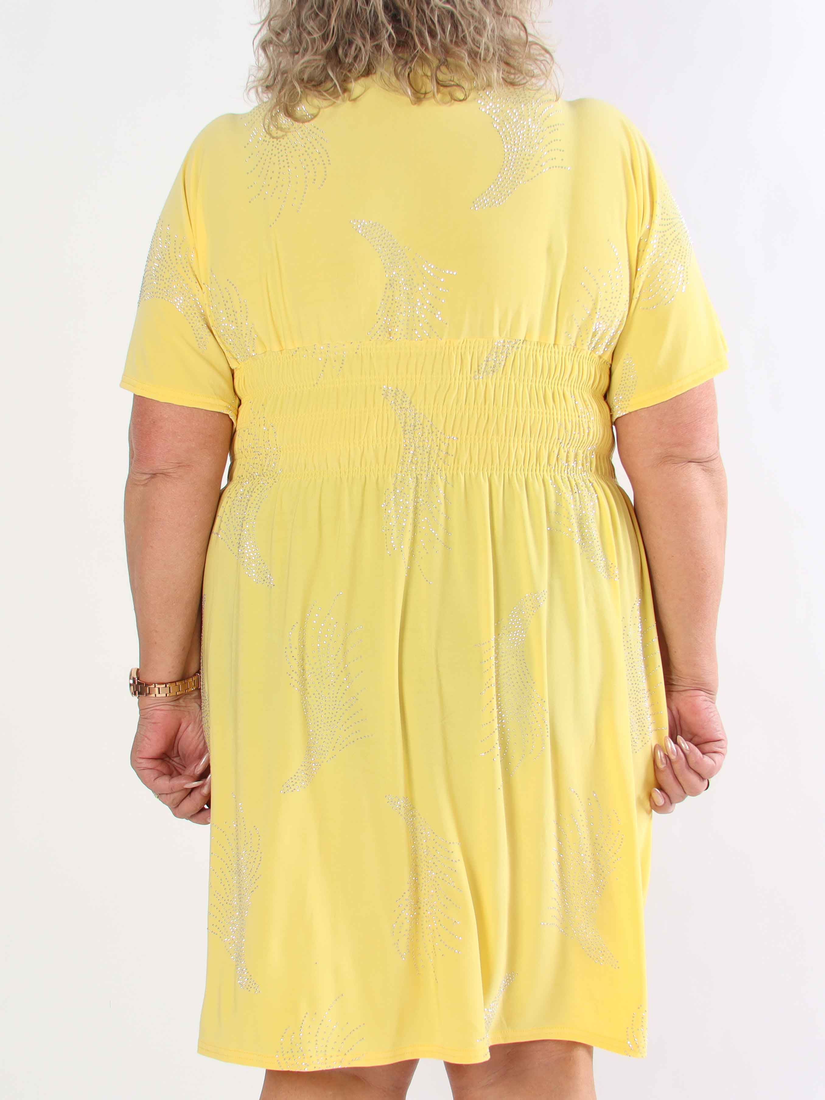 Pams Leaf Crystal Short - Stretch plus size klänning med strassmönster