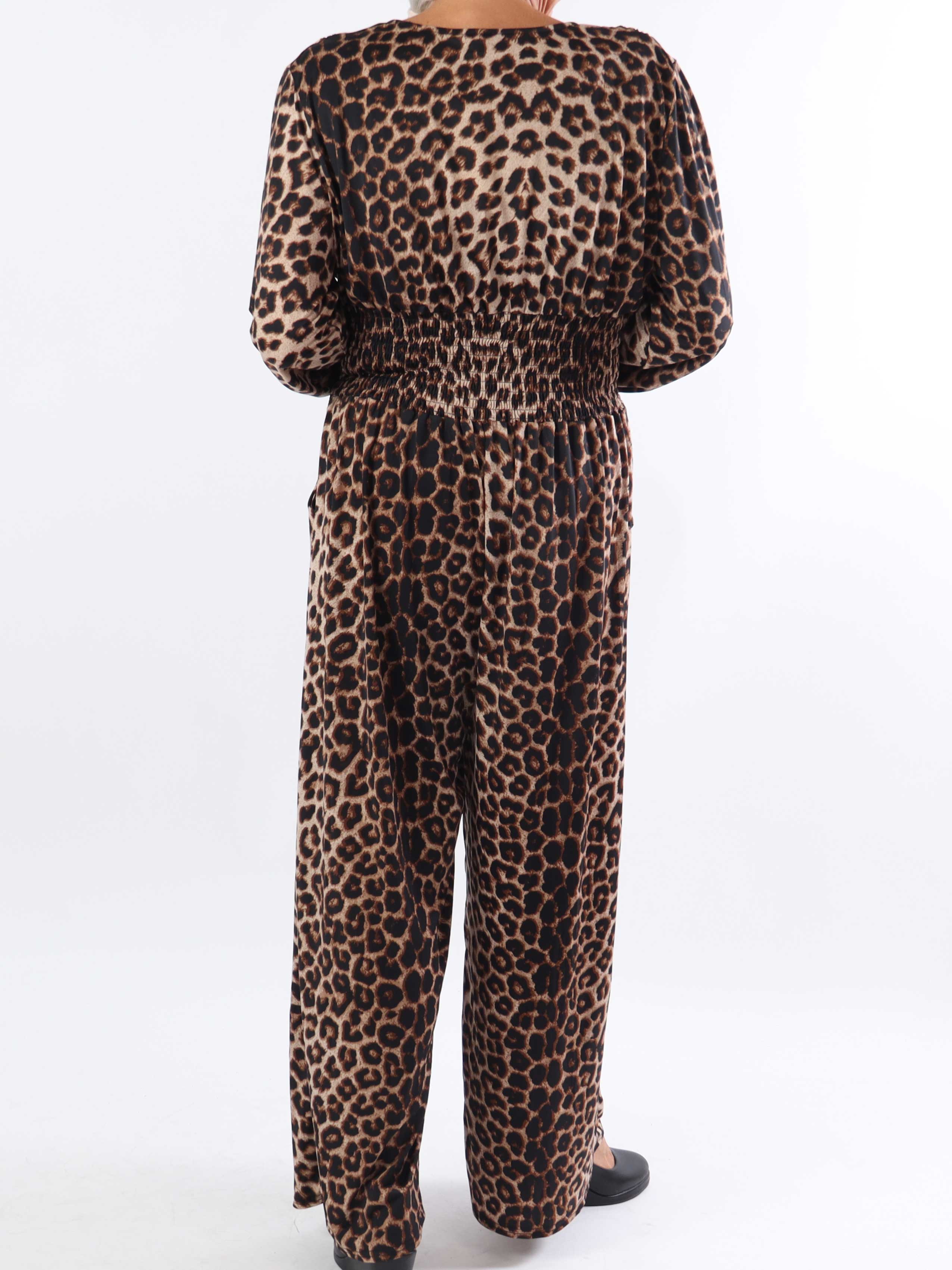 Pams Leo Jumpsuit L/S - Jumpsuit med resår i stora storlekar