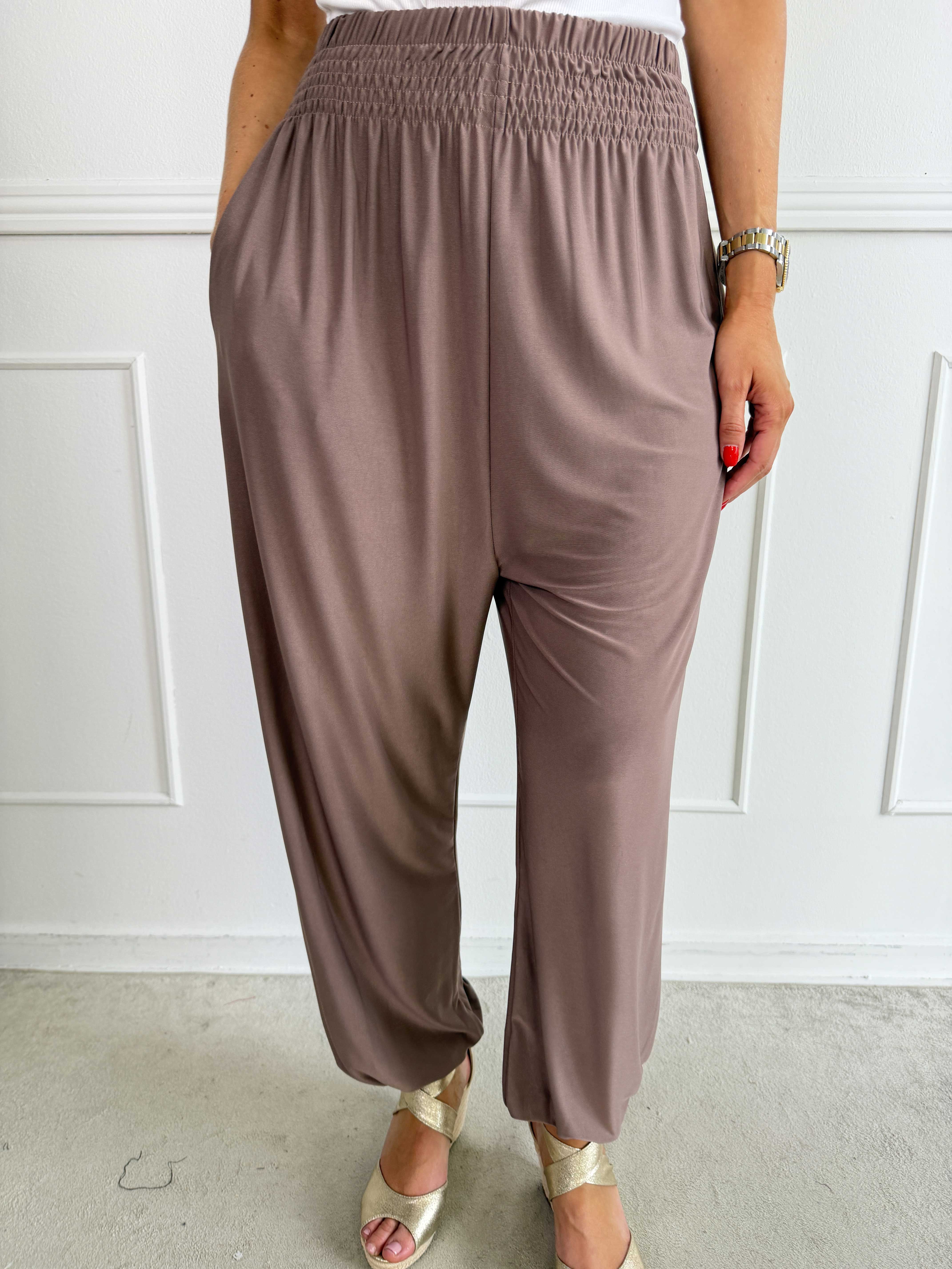 Pams Plain Harem Pants - Elastiske bukser med smock i taljen