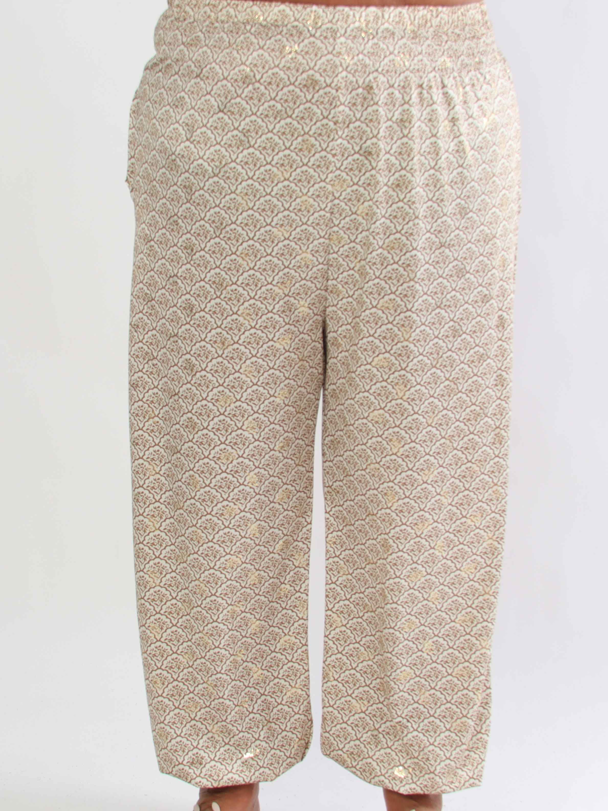 Pams Pattern Harem Pants - Elastiske plus size bukser med smock i taljen