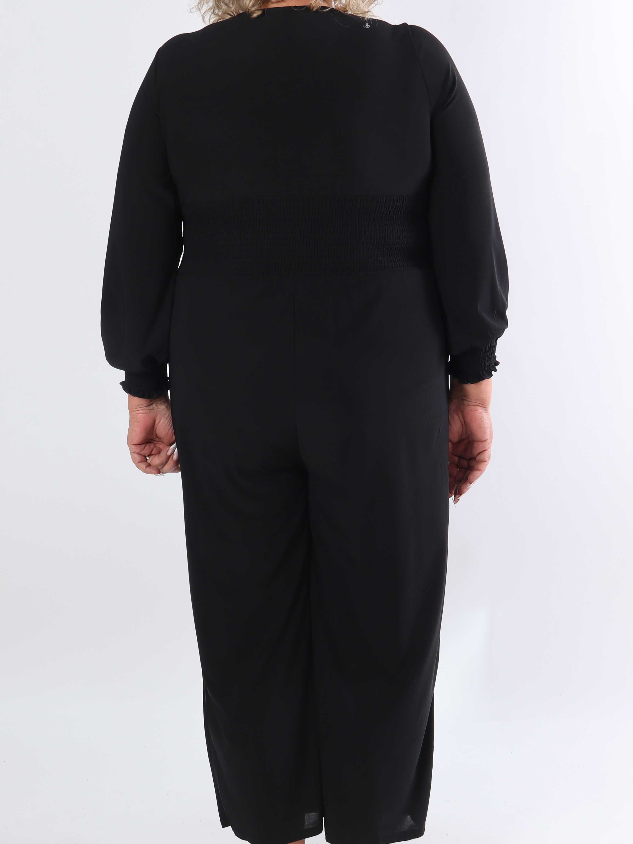 Pams Plain Jumpsuit L/S - Plain elastisk jumpsuit i storlekar