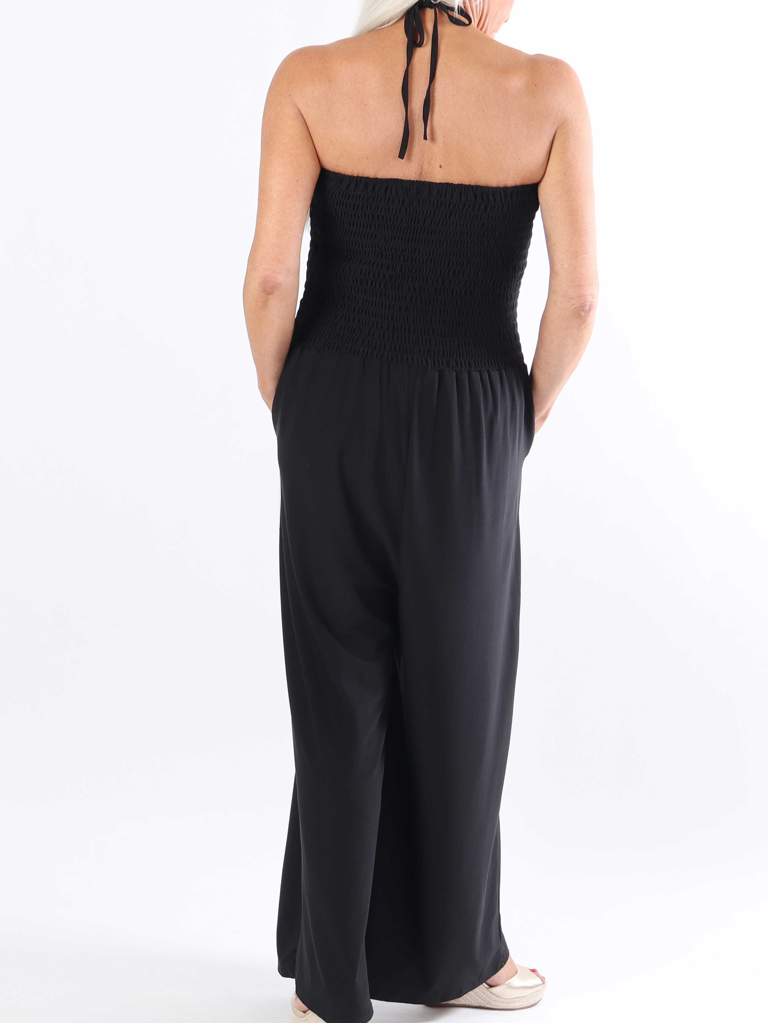 Pams Plain Tube Jumpsuit - Elastisk jumpsuit i plusstorlek med smock vid bröstet