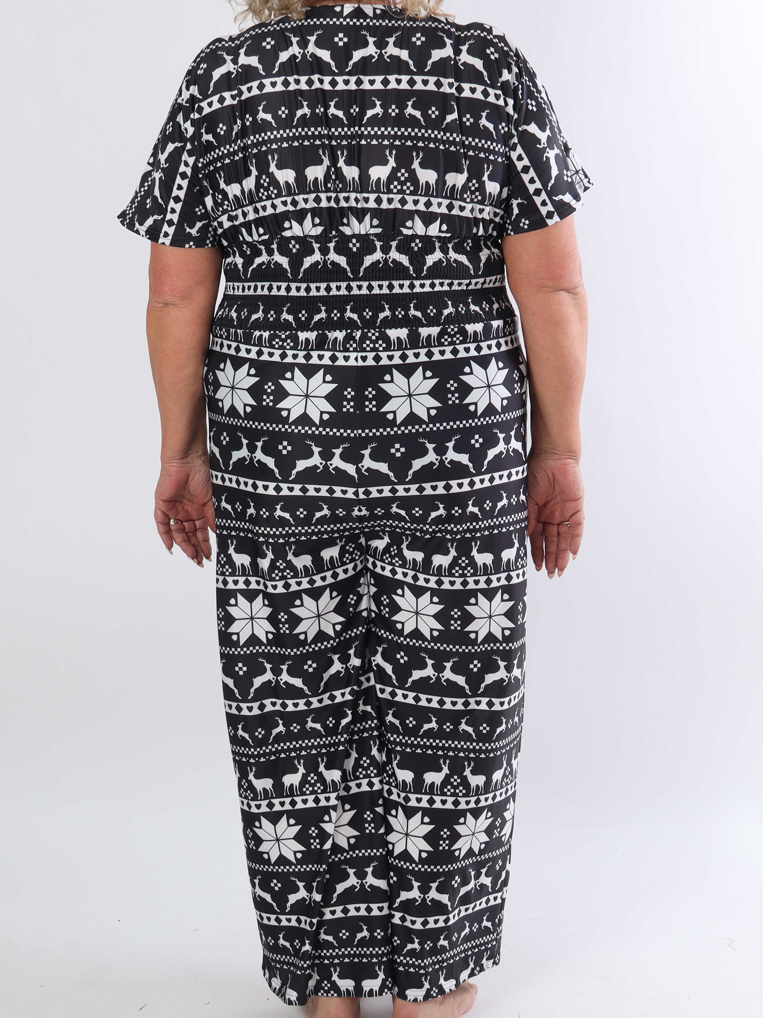 Pams Snow Jumpsuit - Elastisk jumpsuit i plusstorlek med jultryck