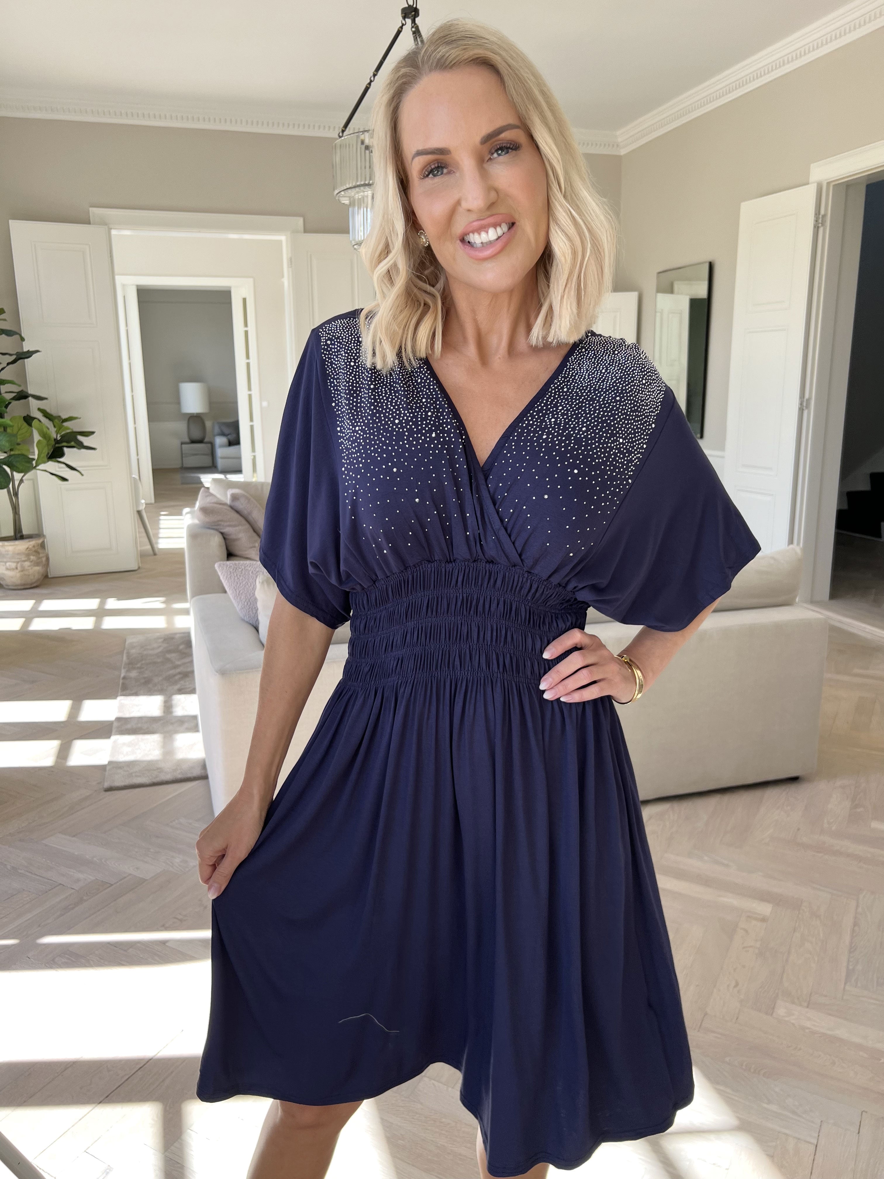 Pams Sparkle Viscose Short - Klänning i viskos med strass