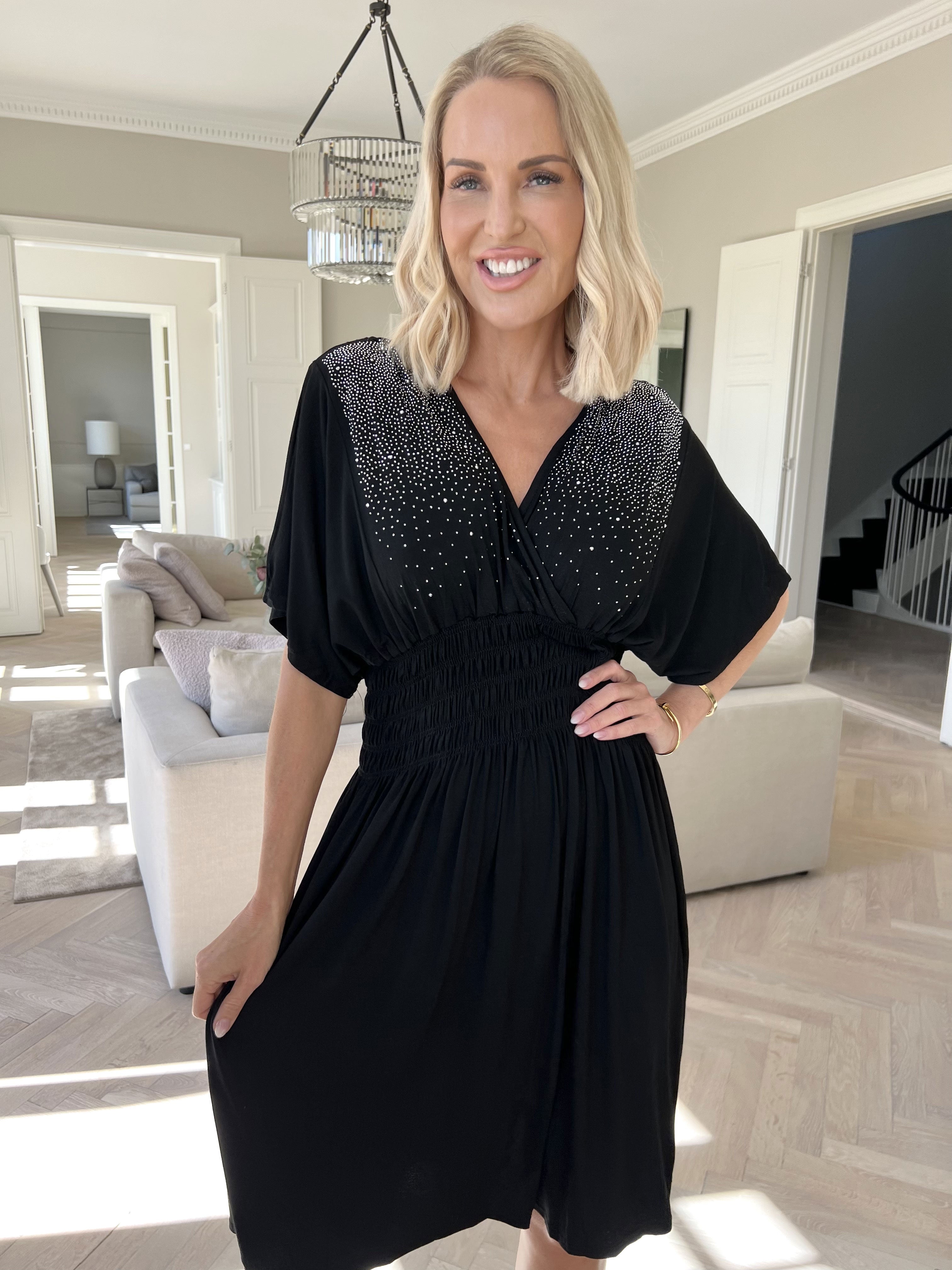 Pams Sparkle Viscose Short - Klänning i viskos med strass