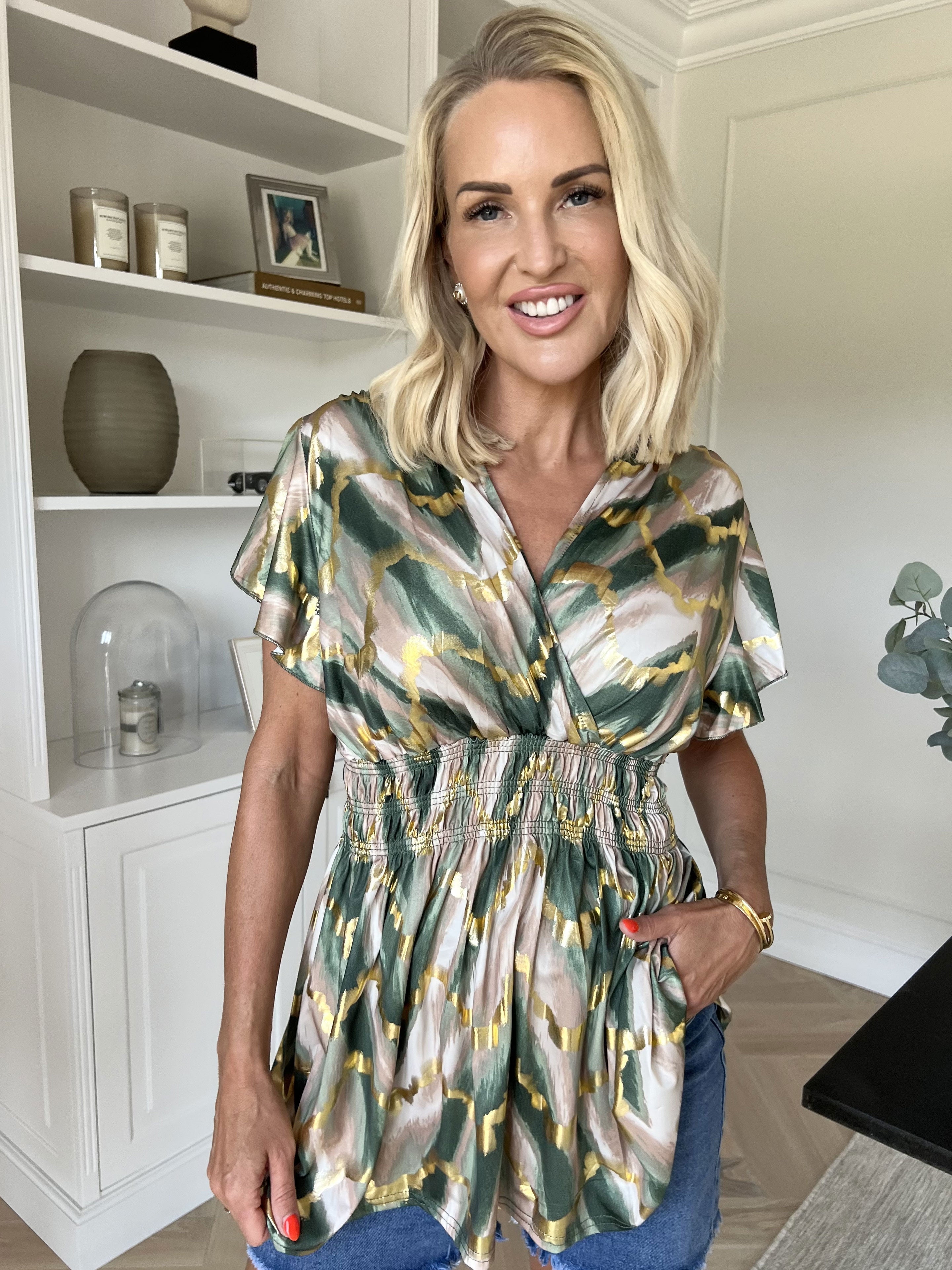 Pams Wave Shirt - Söt tunika i fint mönster med resår