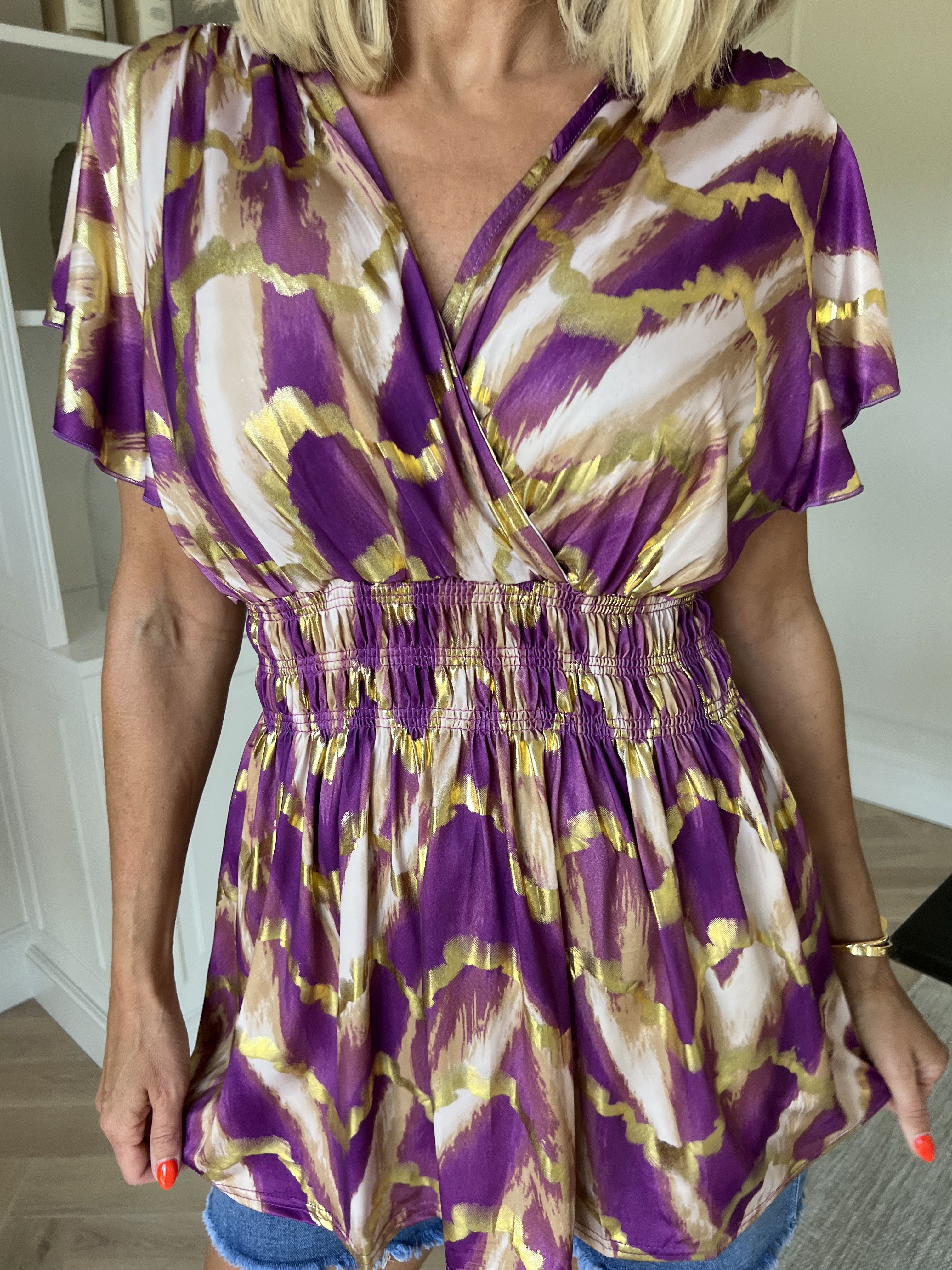 Pams Wave Shirt - Söt tunika i fint mönster med resår