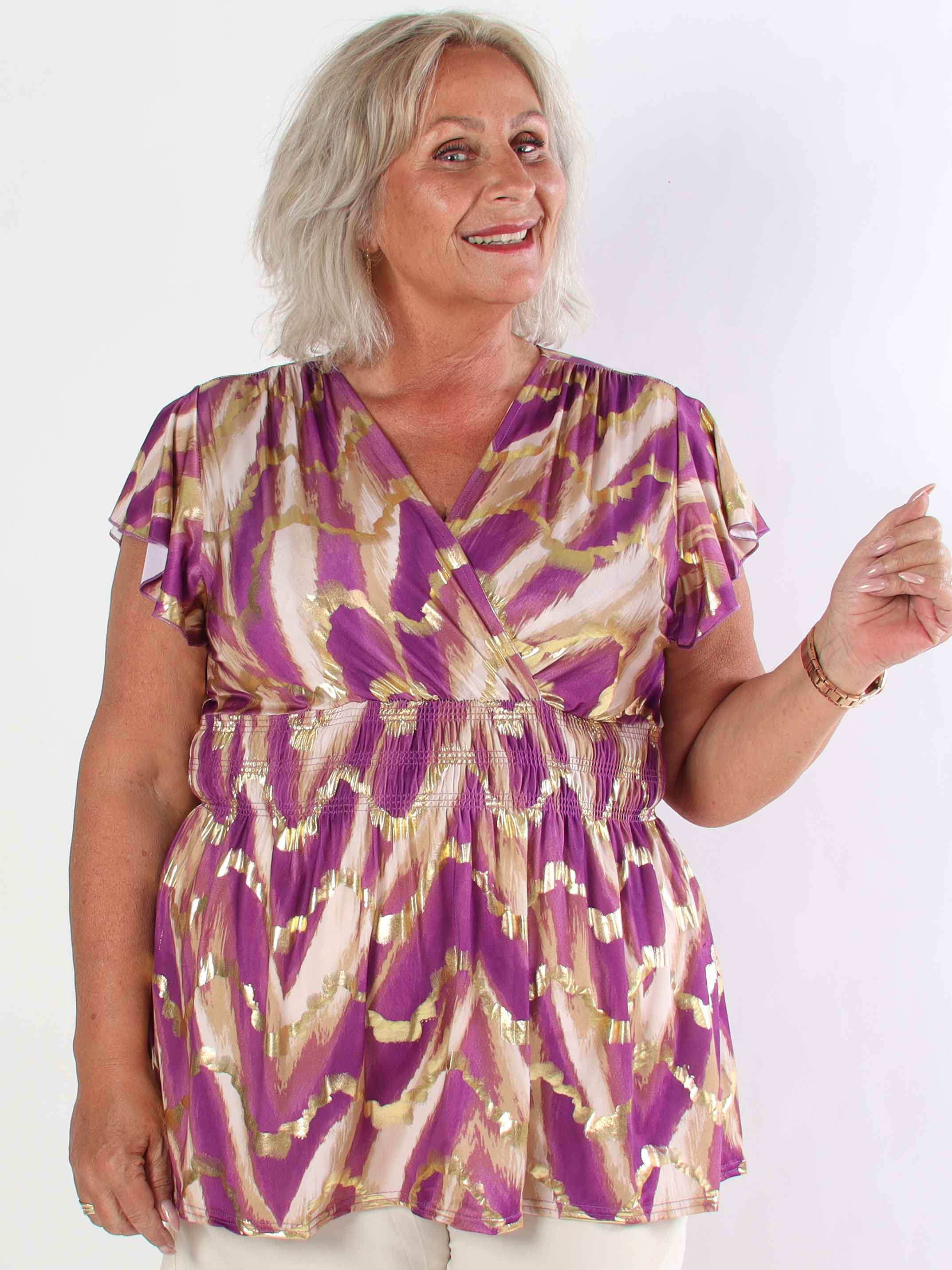 Pams Wave Shirt - Söt plus size tunika i fint mönster med resår