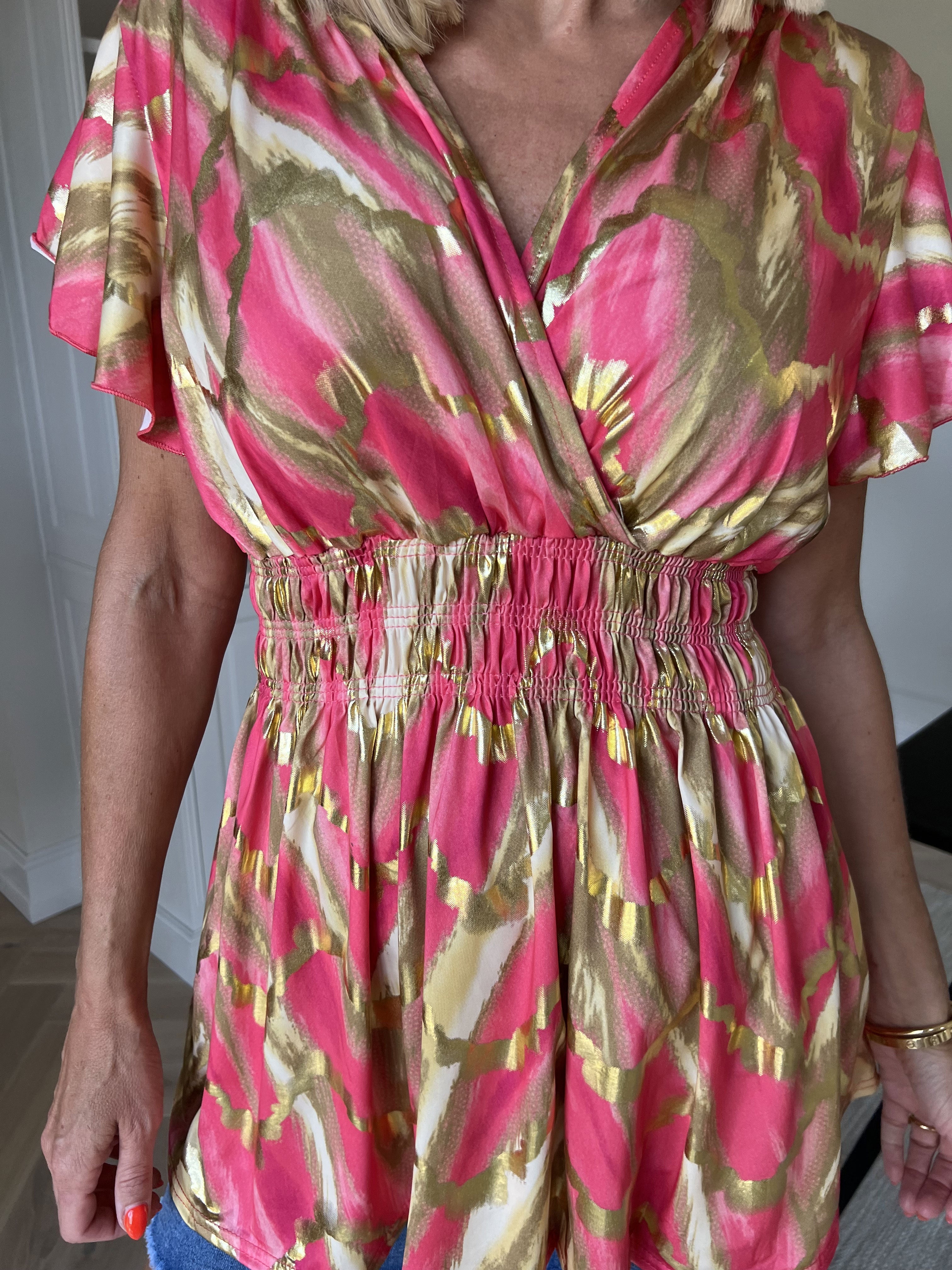 Pams Wave Shirt - Söt tunika i fint mönster med resår