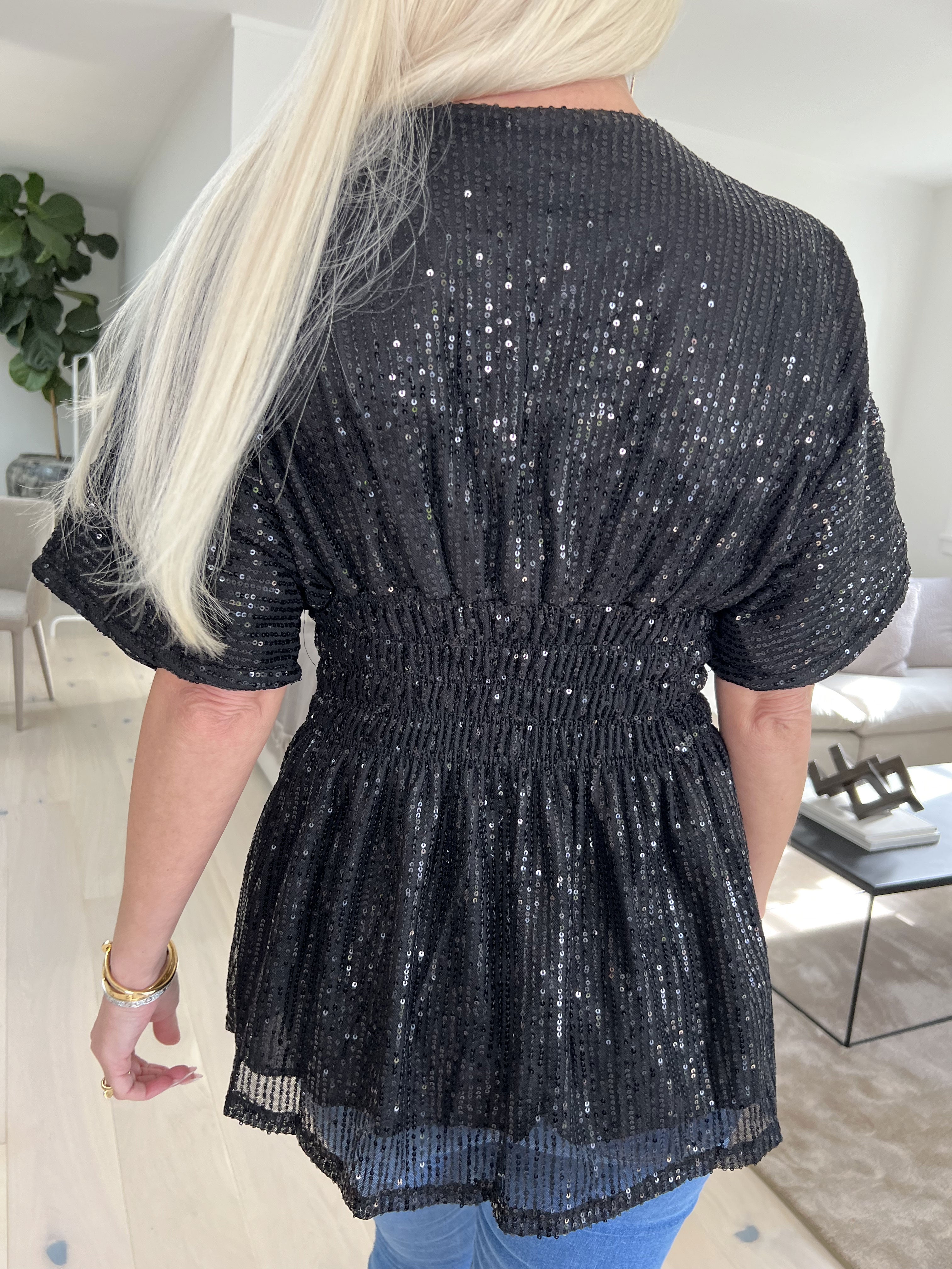 Pams Glitter Shirt - Söt tunika med smock och paljetter