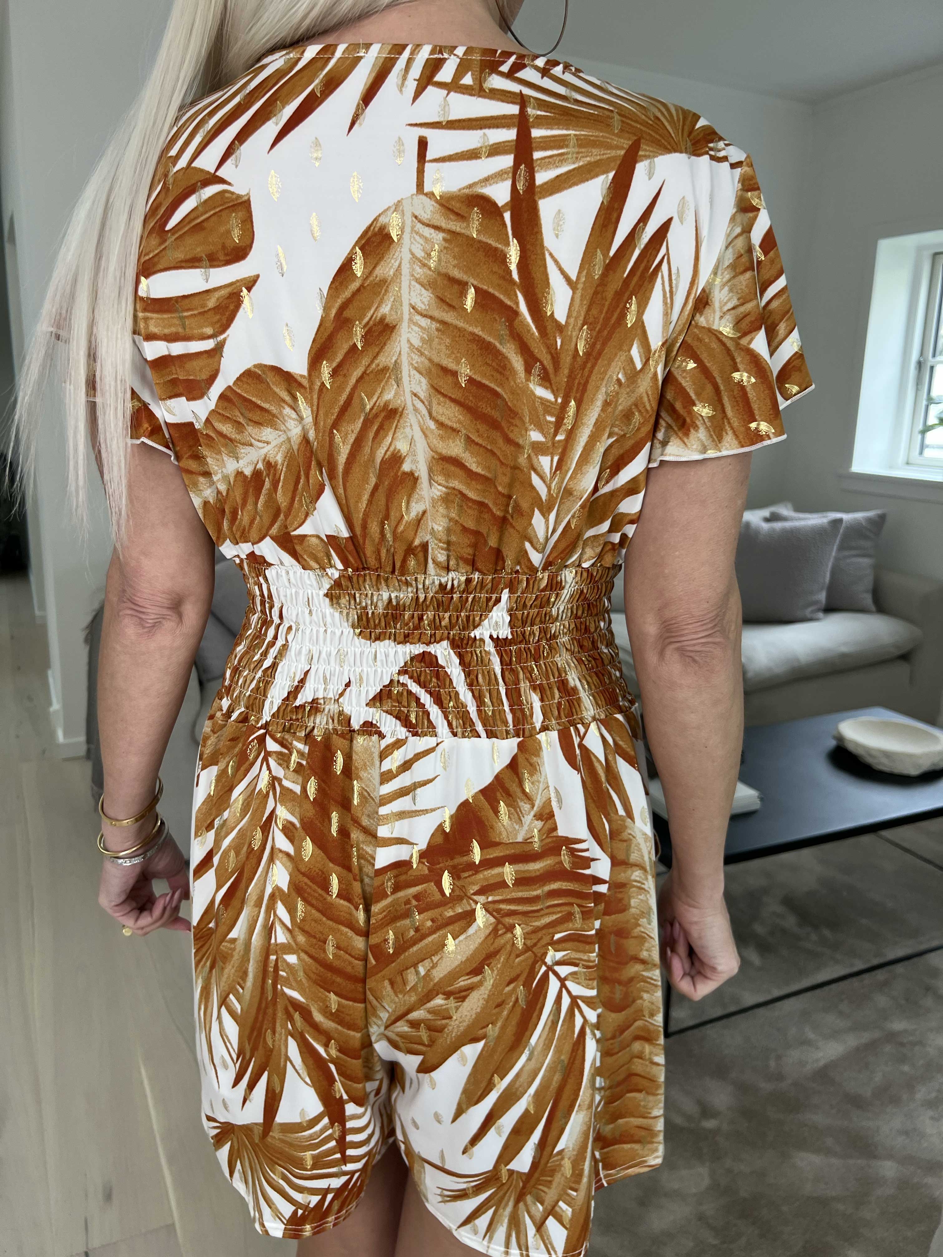 Pams Leaf Playsuit - Elastisk jumpsuit med bladmönster