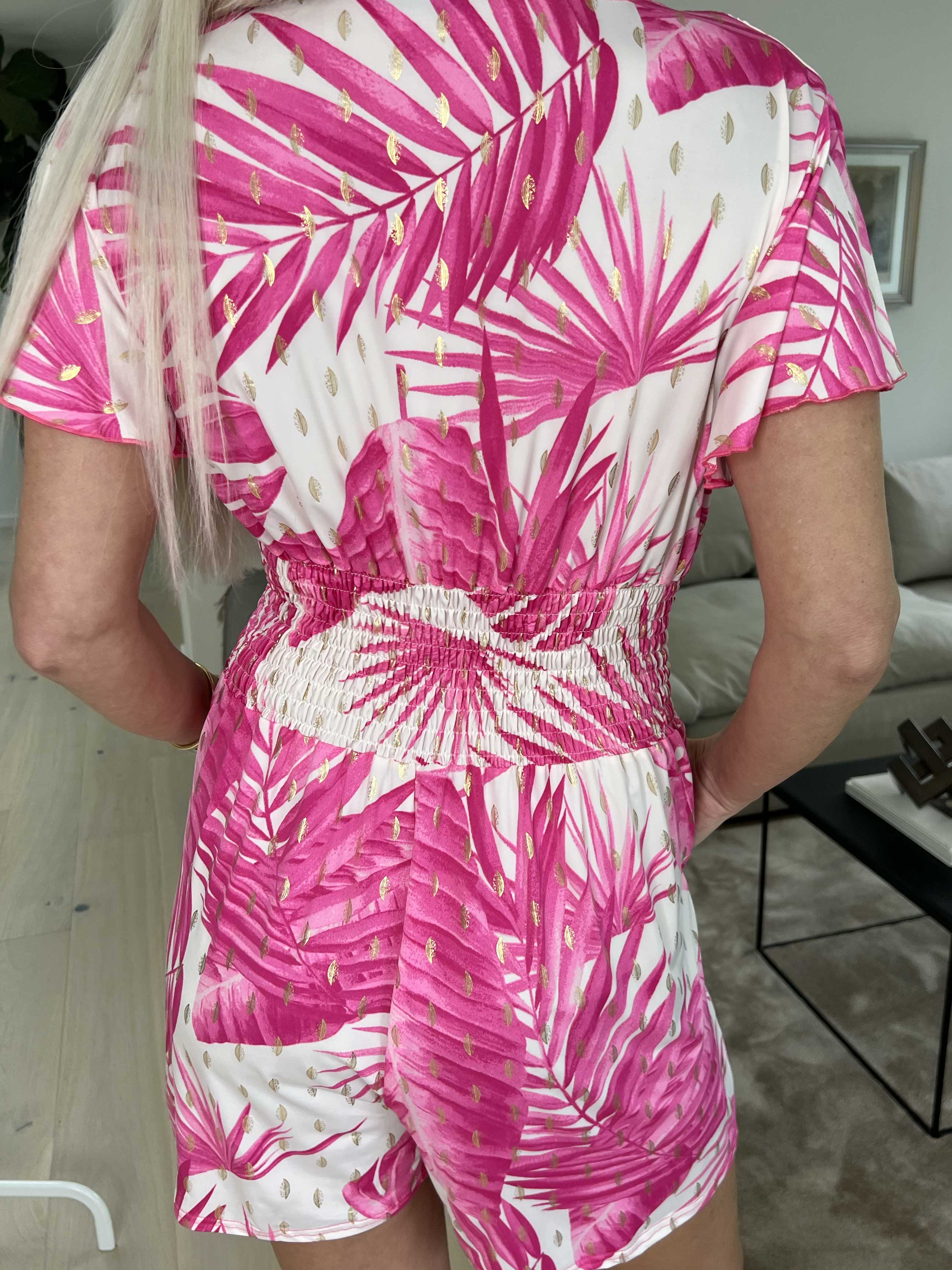 Pams Leaf Playsuit - Elastisk jumpsuit med bladmönster