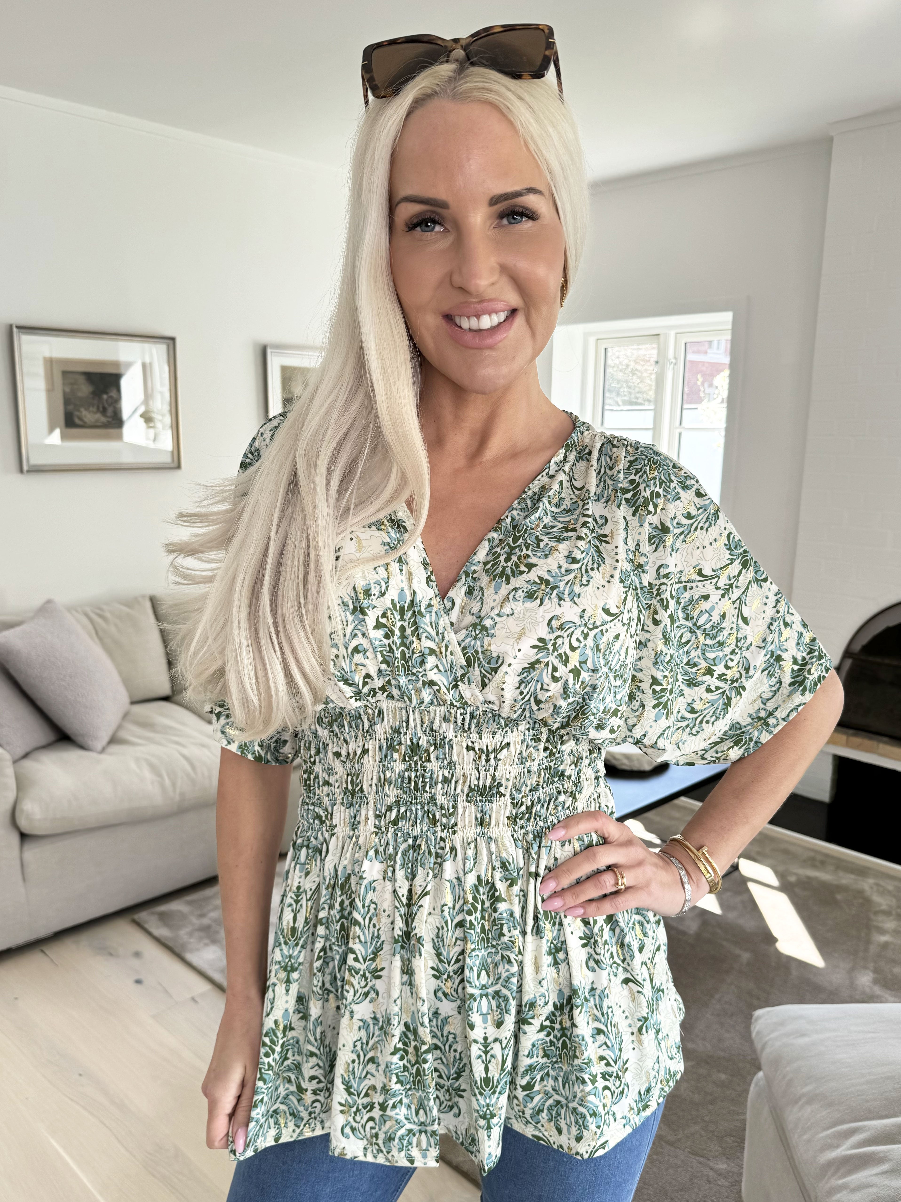 Pams Royal Shirt - Söt tunika i fint tryck med smock