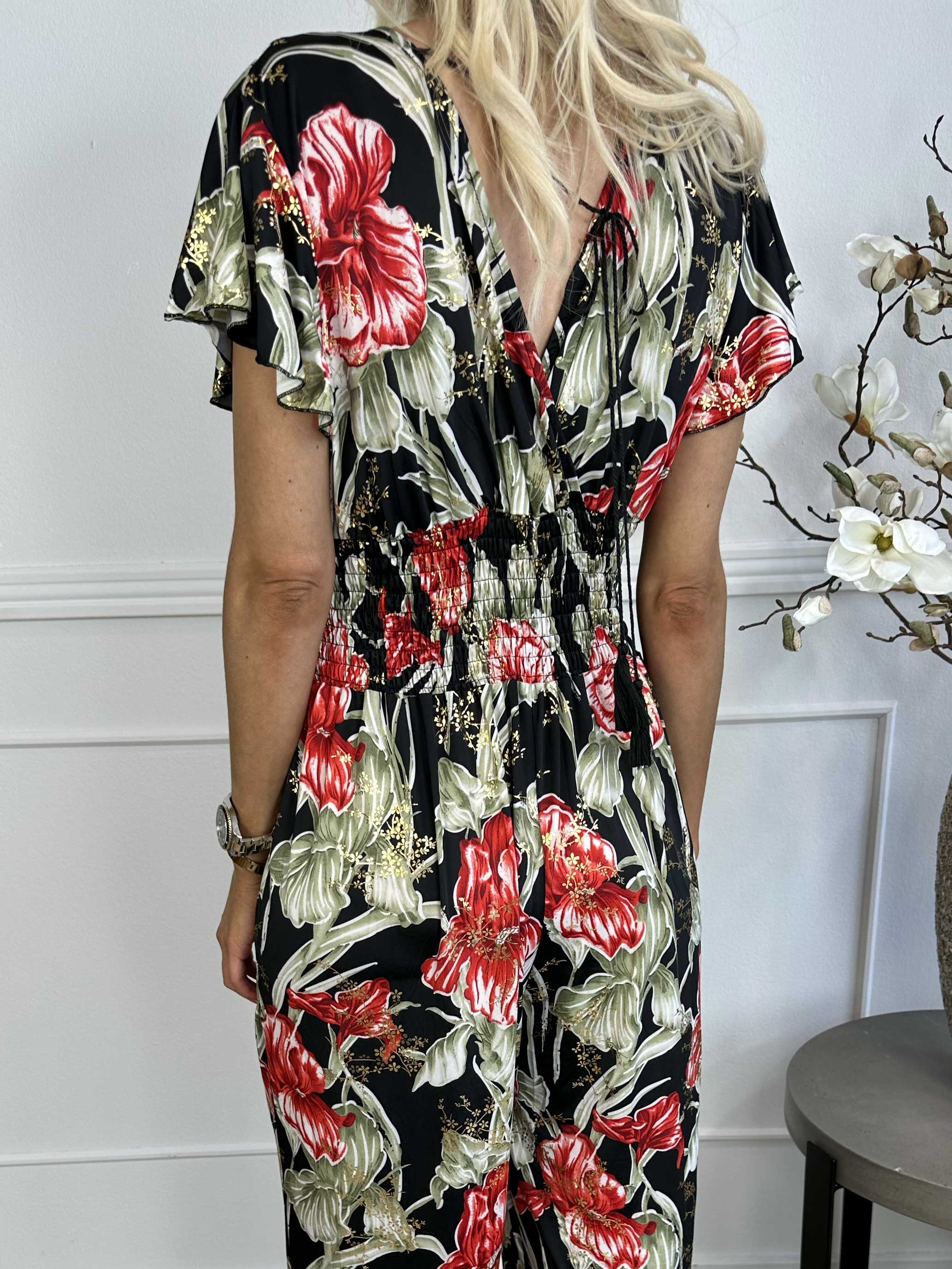 Pams Spring Jumpsuit O/B - Blommig jumpsuit med resår