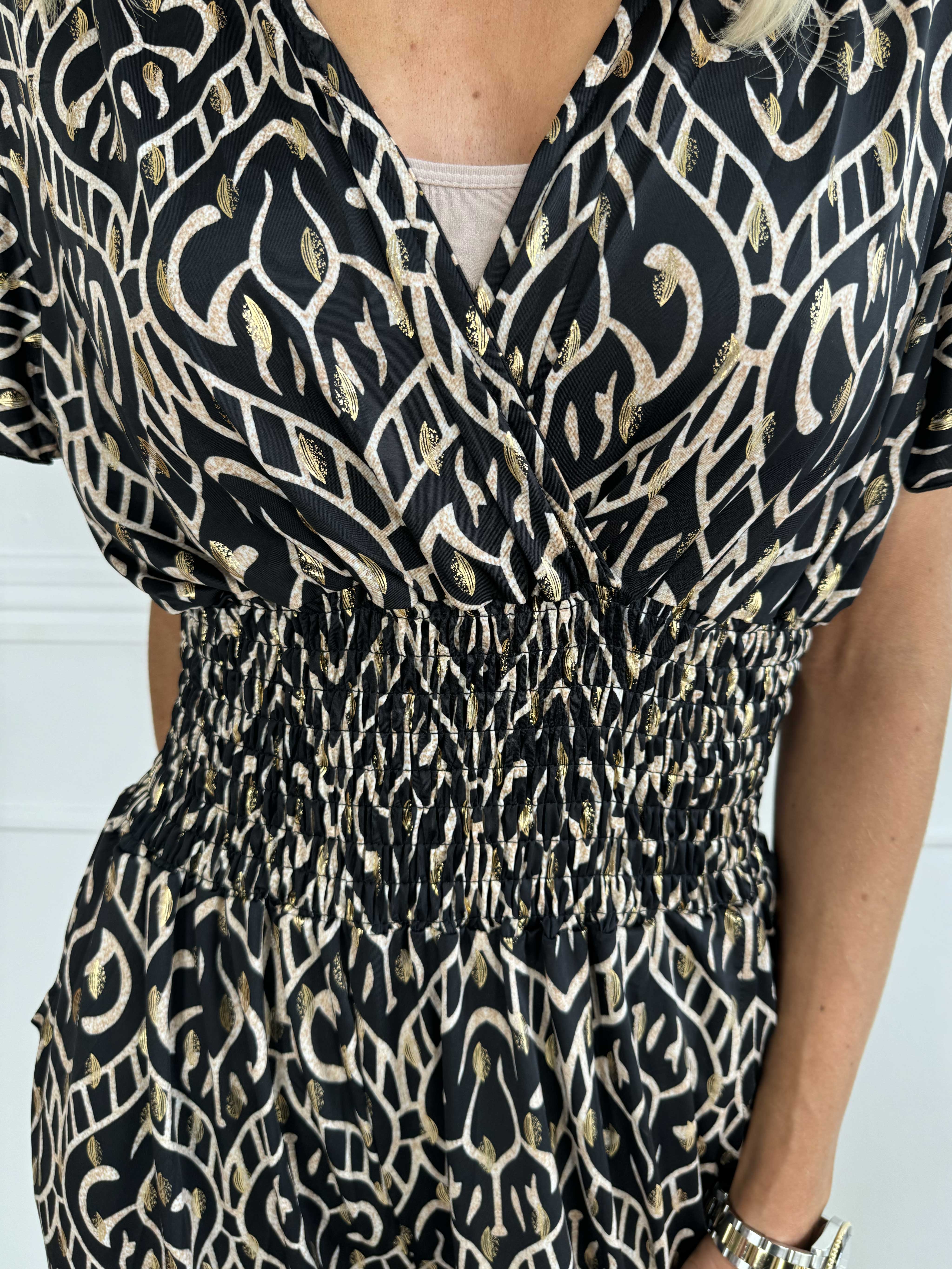 Pams Boho Jumpsuit O/B - Mönstrad jumpsuit med resår