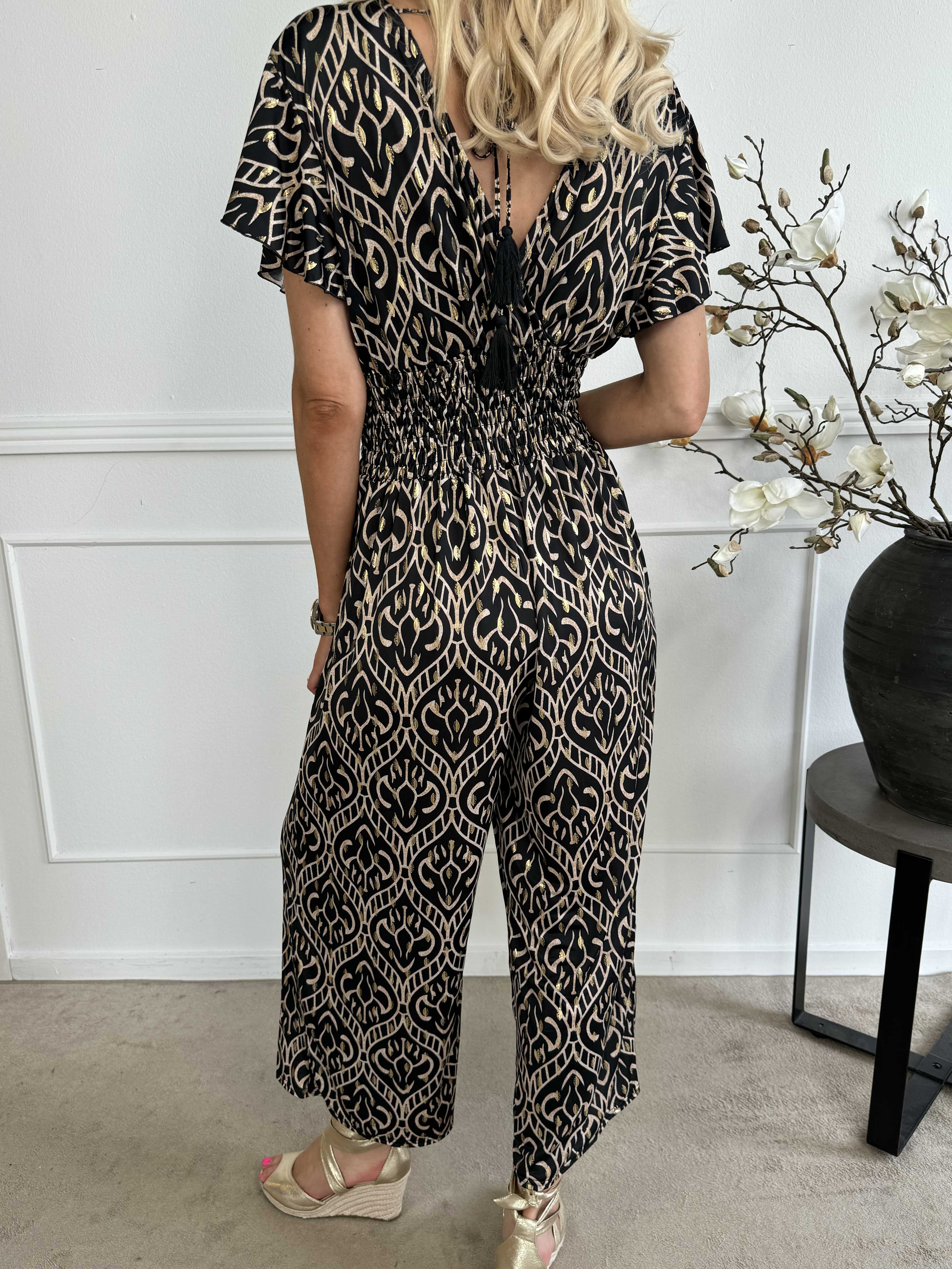 Pams Boho Jumpsuit O/B - Mönstrad jumpsuit med resår