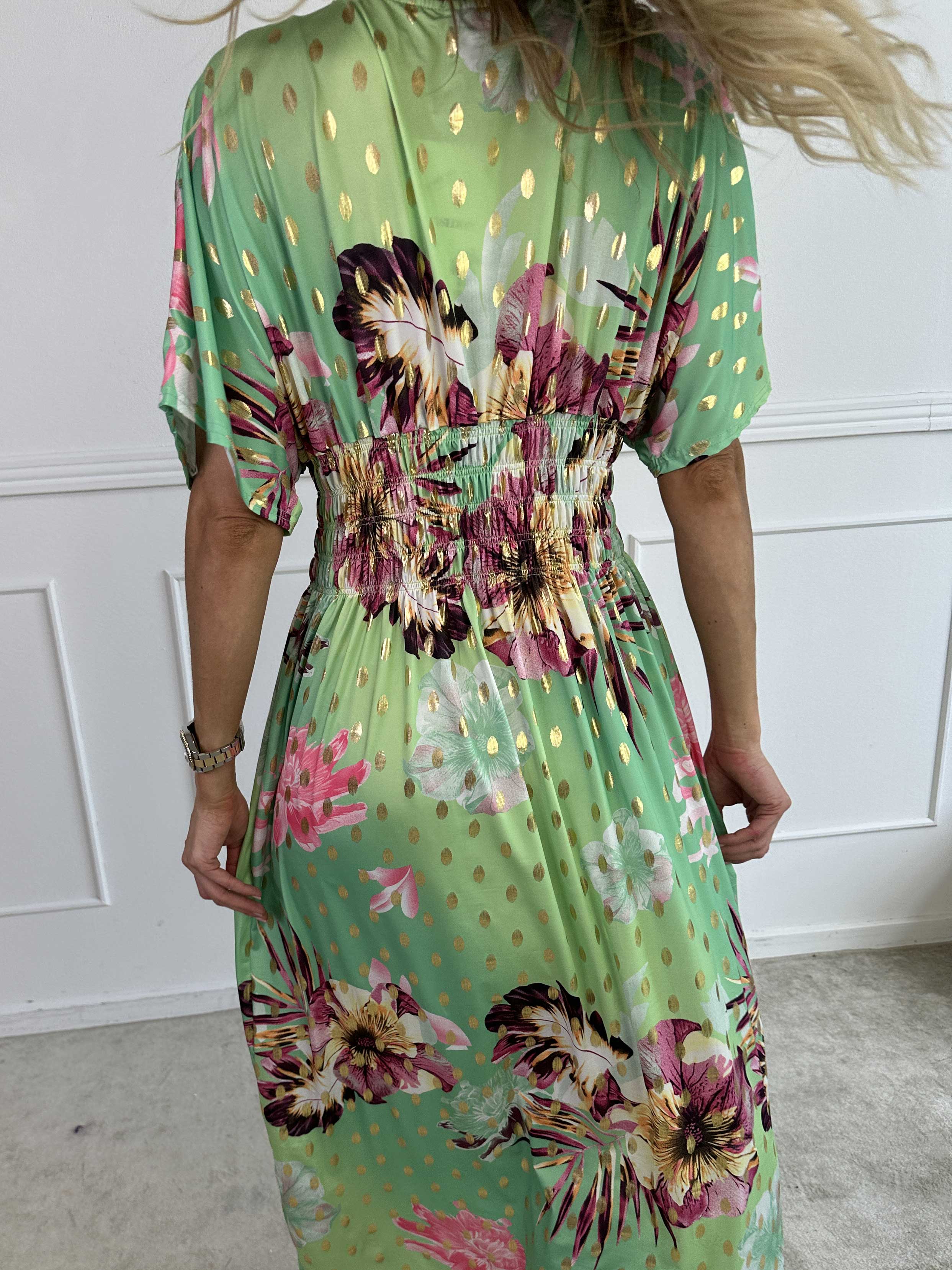 Pams Hawaii - Lång klänning i stretchtyg med blommönster