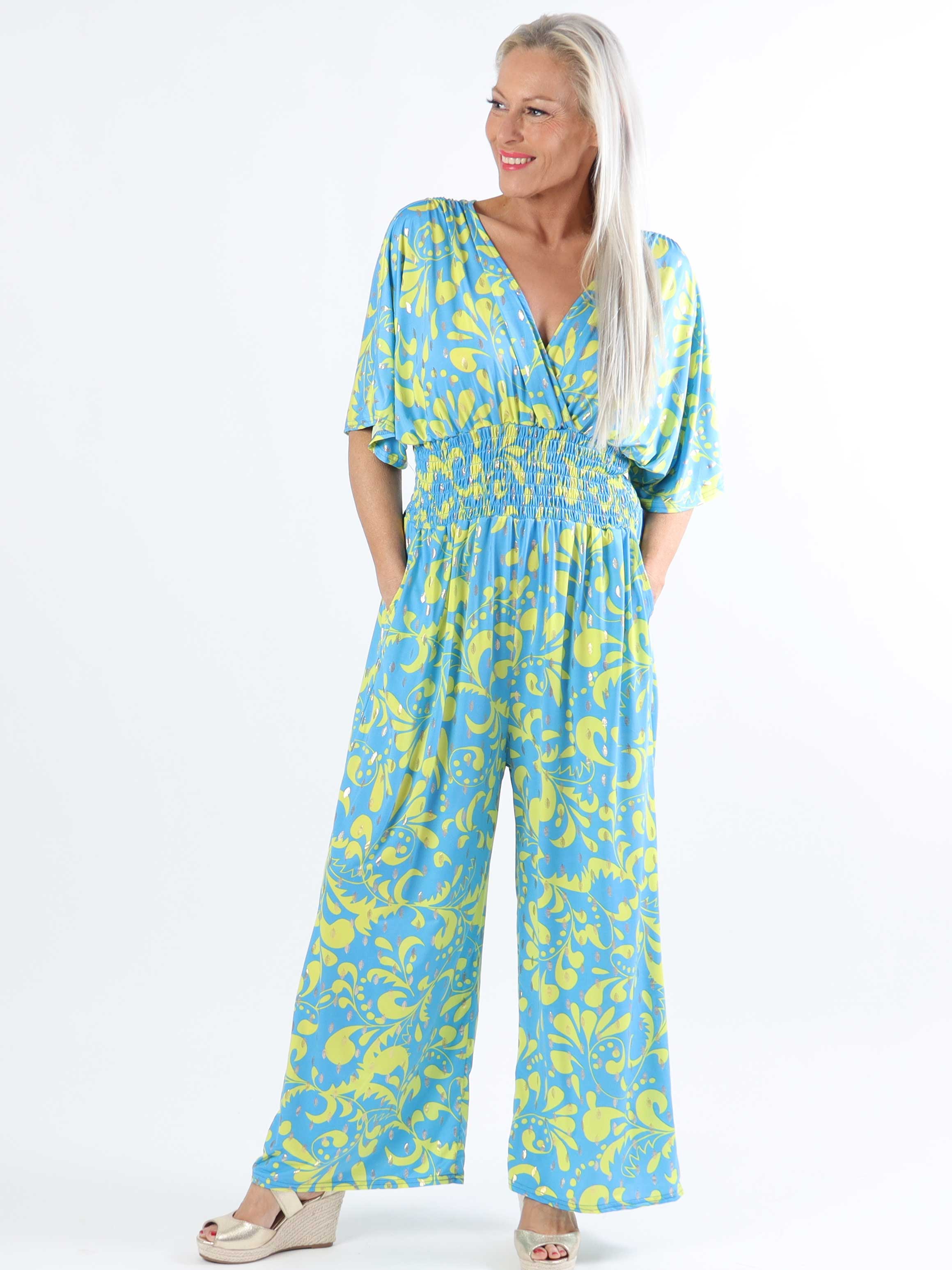 Pams Magic Jumpsuit O/B - Mönstrad jumpsuit i plusstorlek med resår