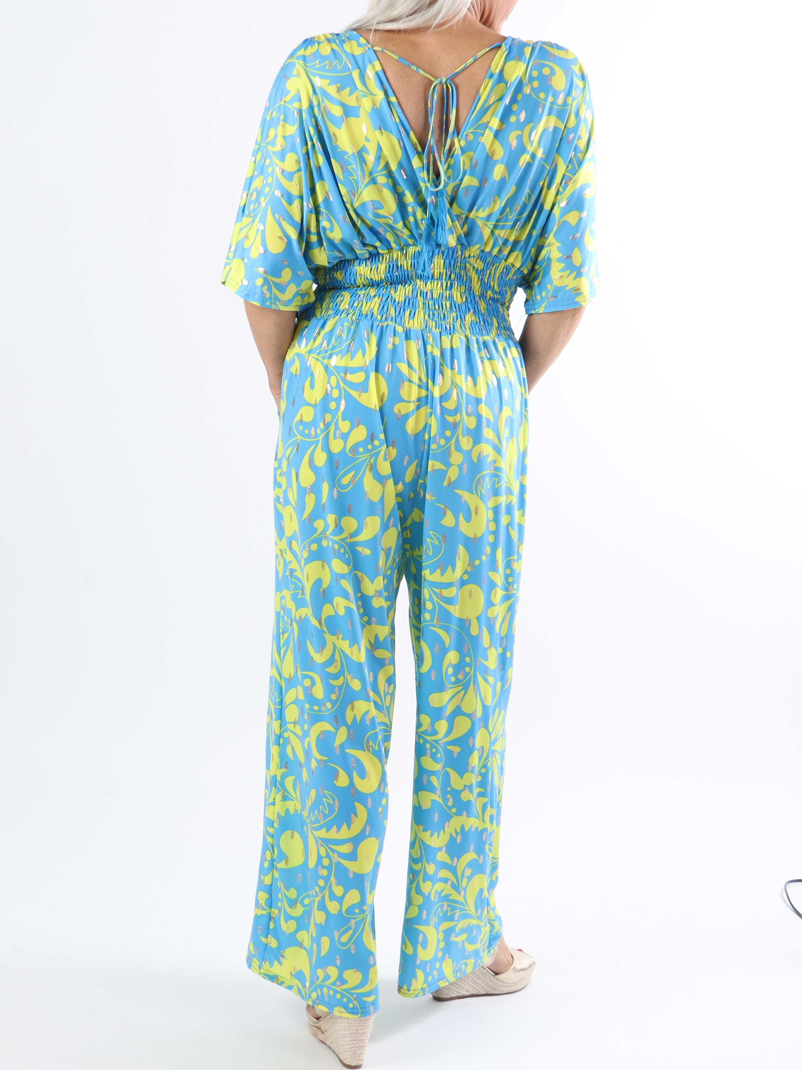 Pams Magic Jumpsuit O/B - Mönstrad jumpsuit i plusstorlek med resår