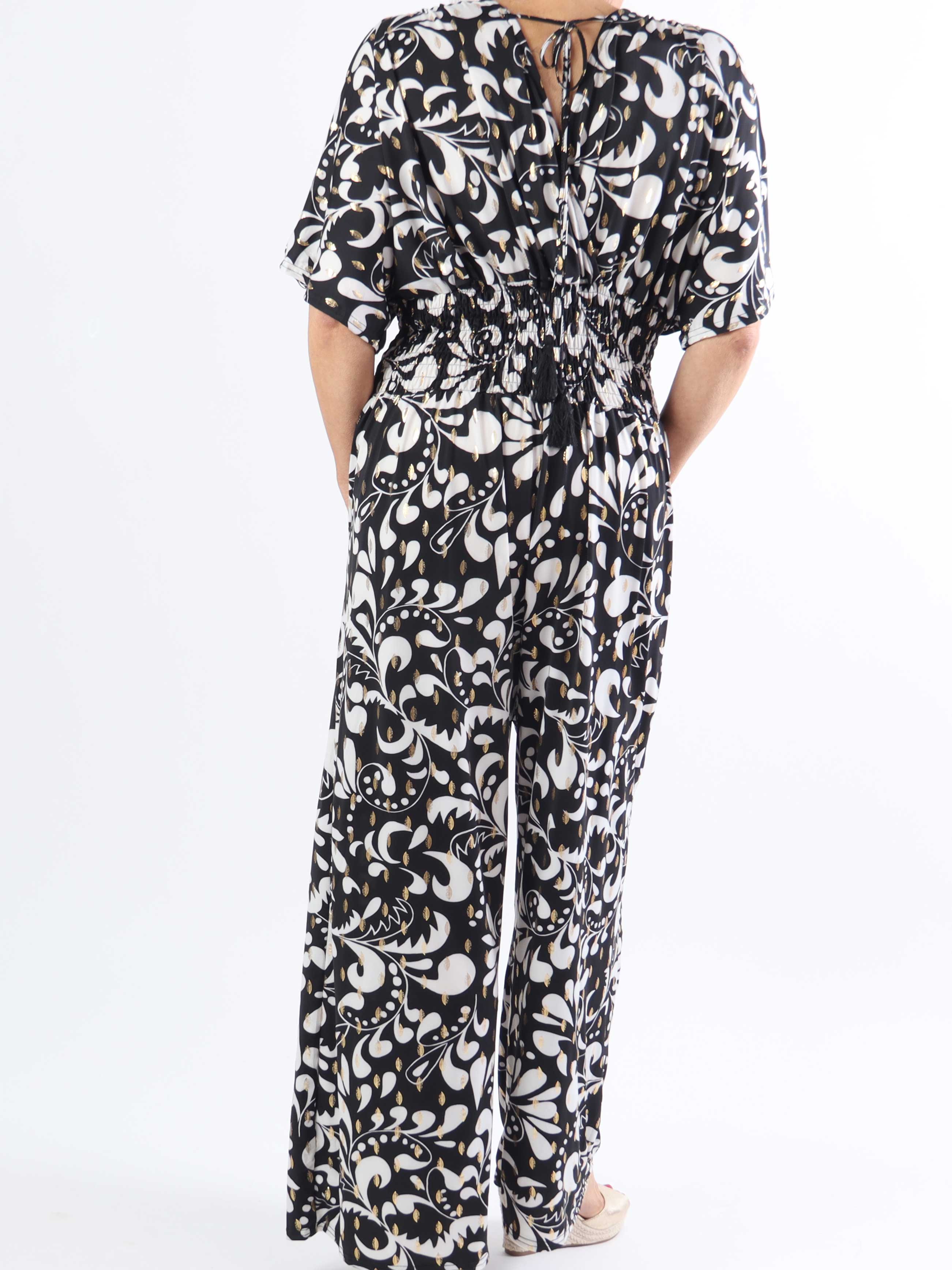 Pams Magic Jumpsuit O/B - Mönstrad jumpsuit i plusstorlek med resår