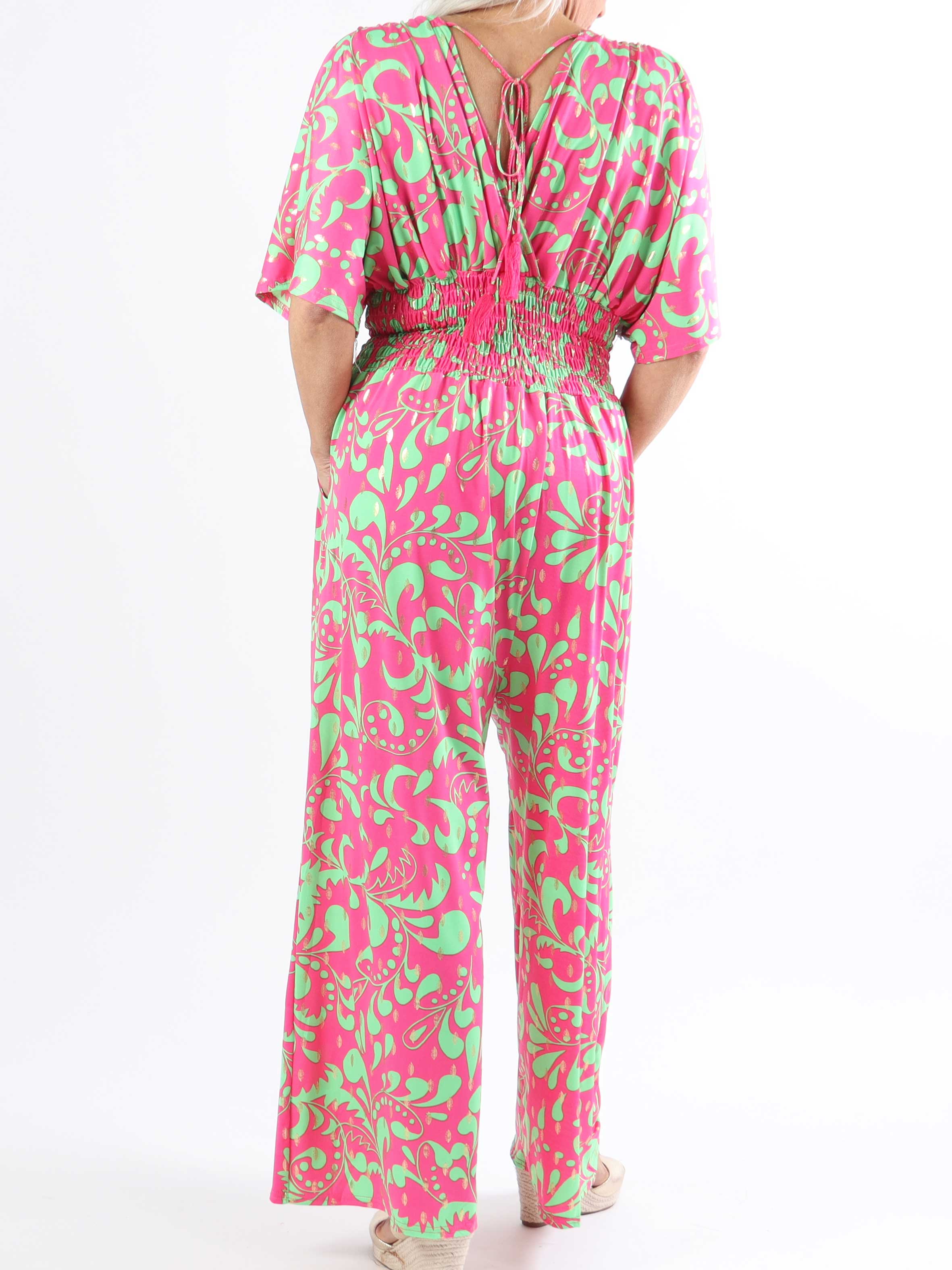 Pams Magic Jumpsuit O/B - Mönstrad jumpsuit i plusstorlek med resår