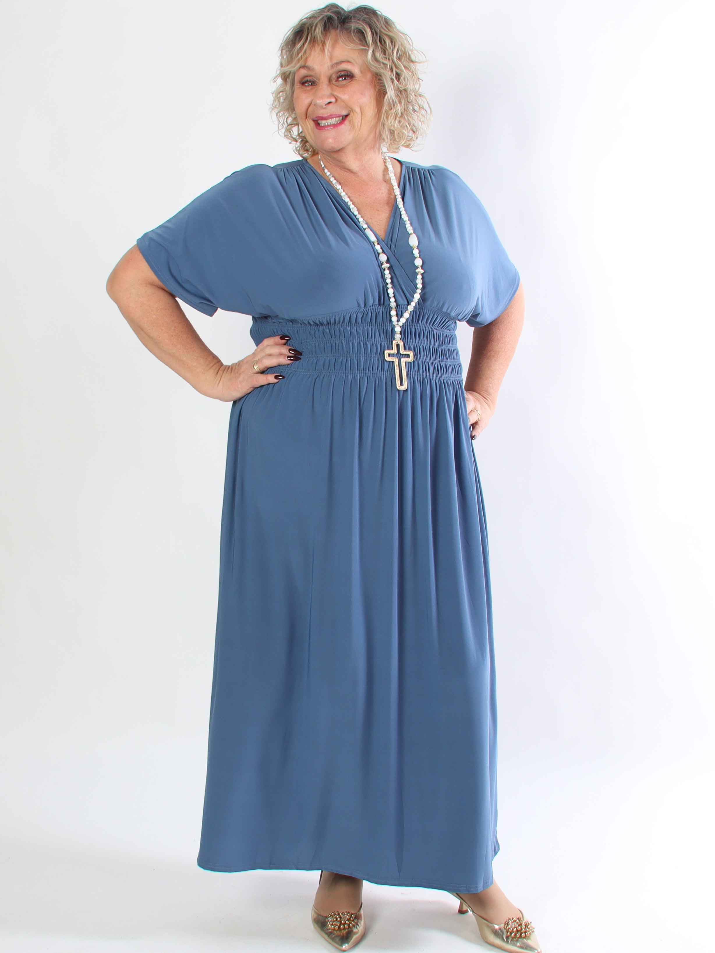 Pams Plain - Elastisk plus size kjole med smock