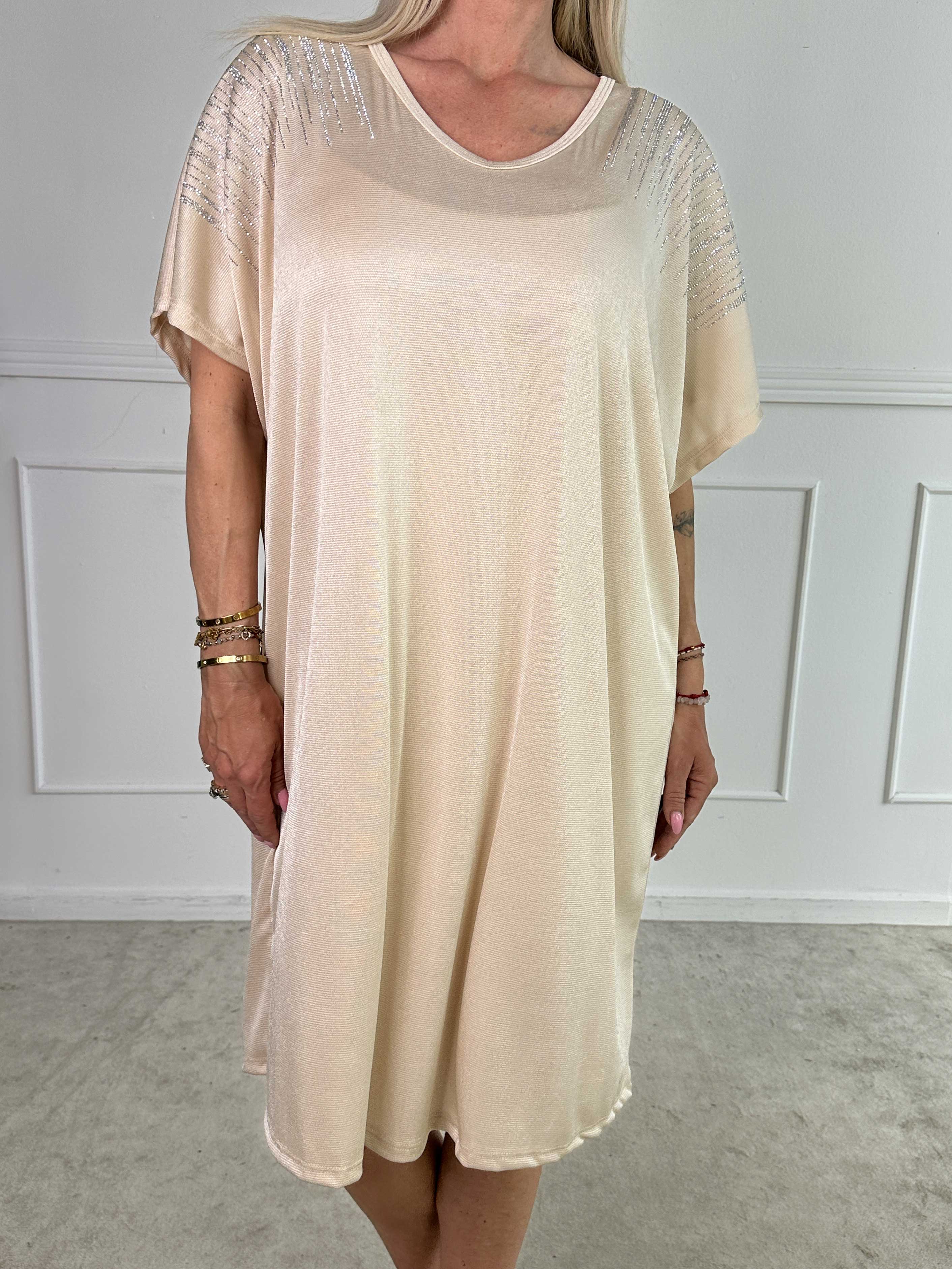 Phoebe - Viskos tunikaklänning i lös passform med strass.