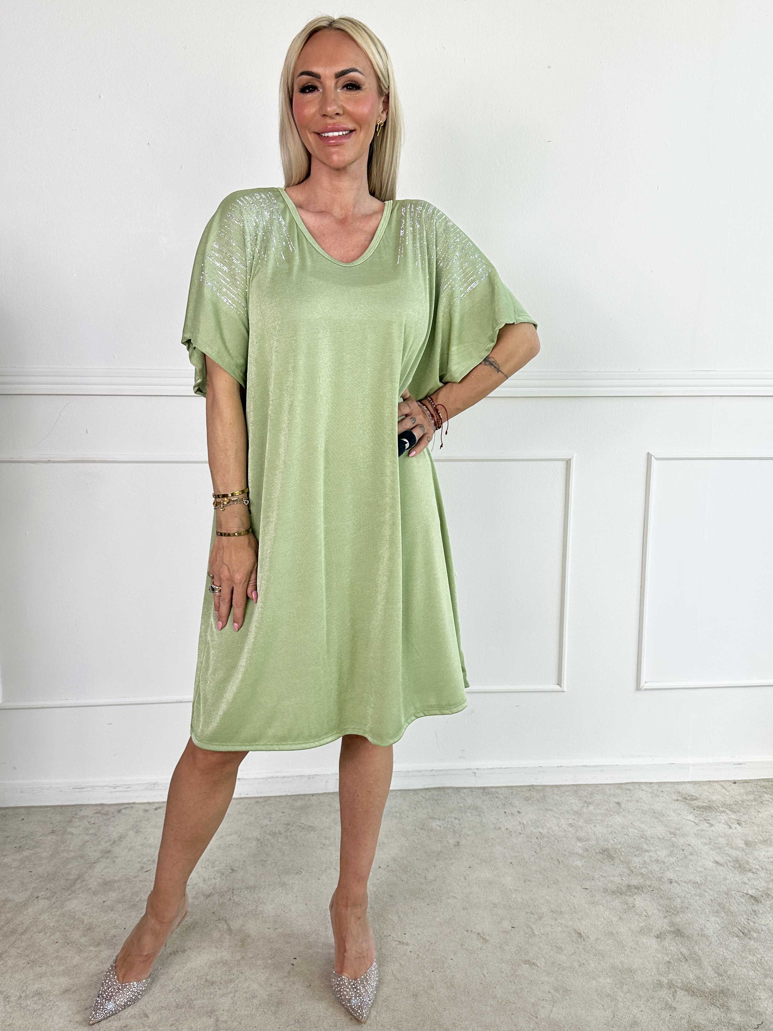 Phoebe - Viskos tunikaklänning i lös passform med strass.