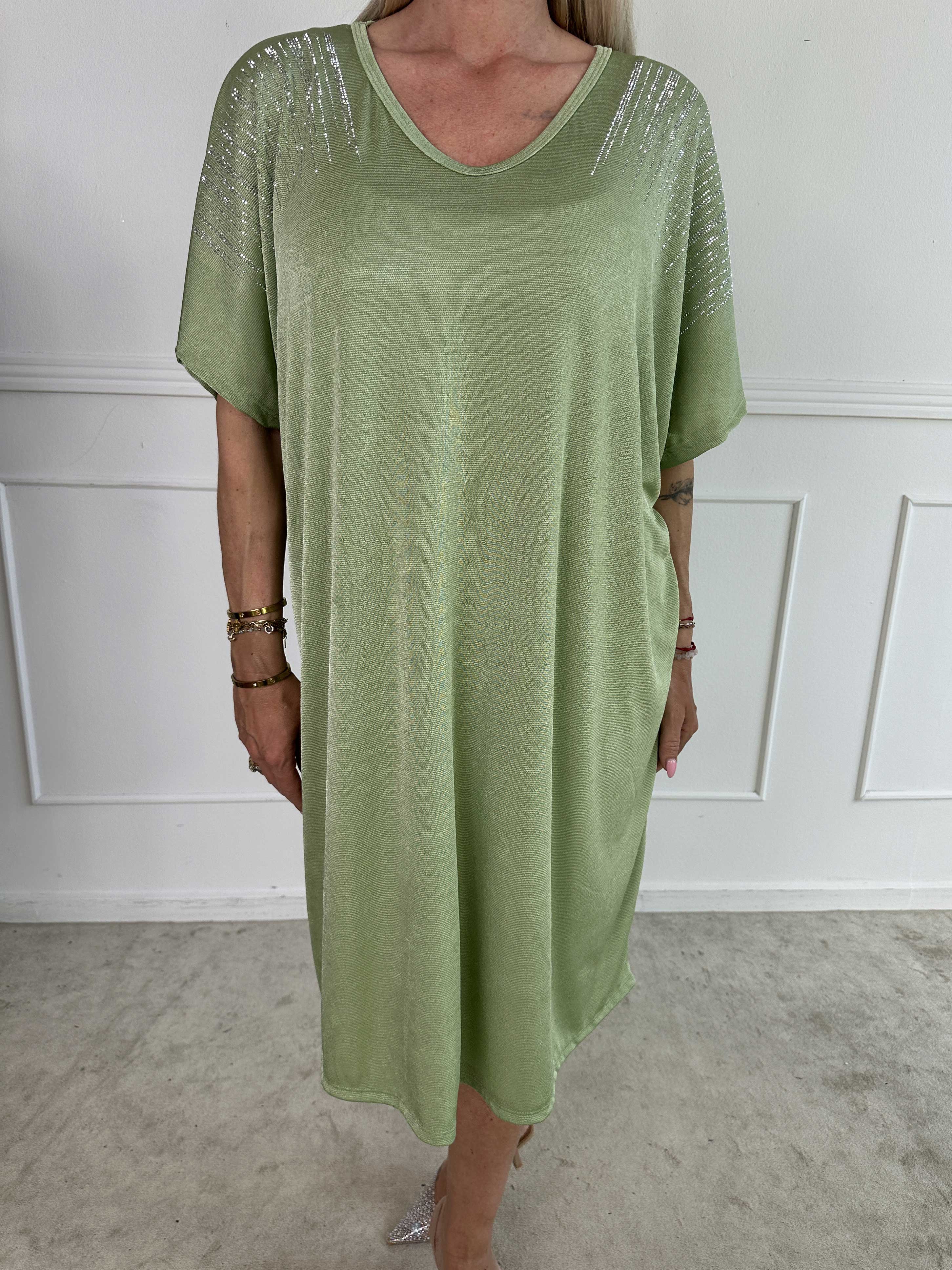 Phoebe - Viskos tunikaklänning i lös passform med strass.