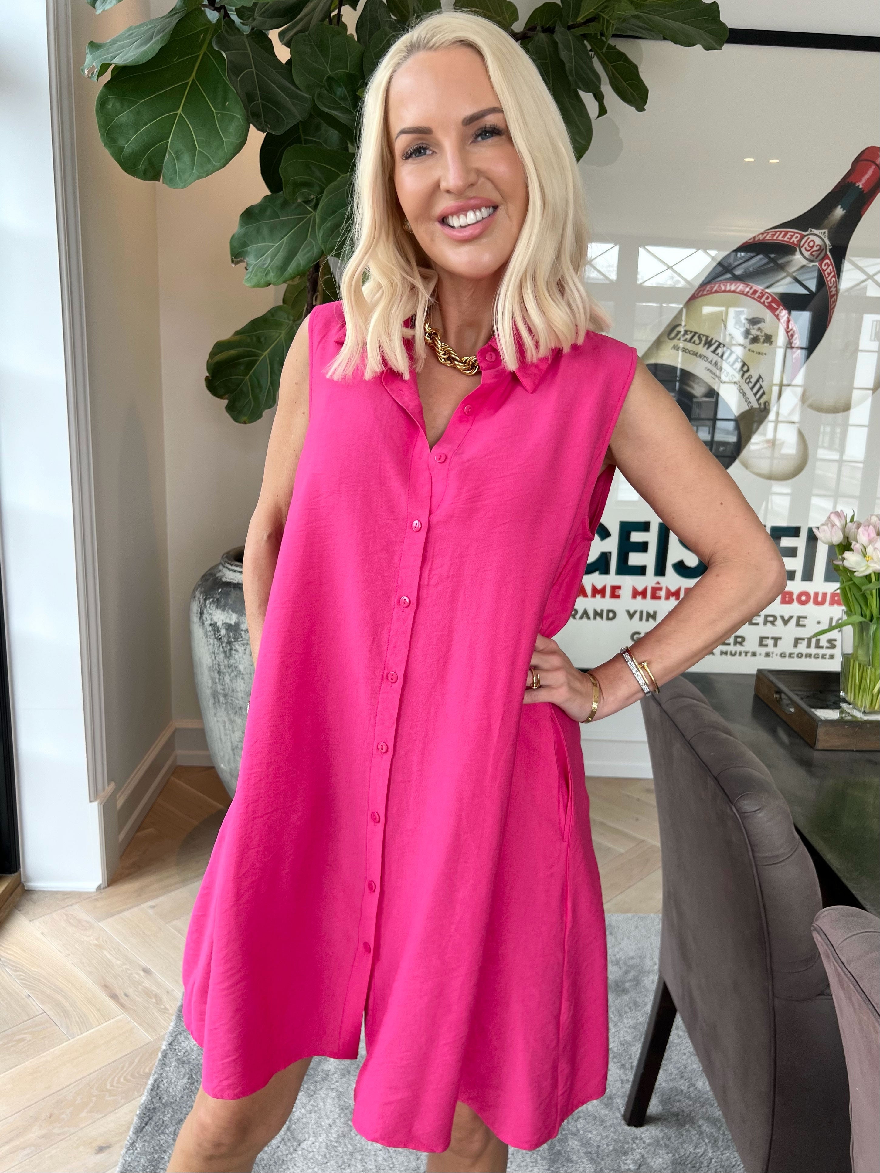 Piana - Skjortekjole i viskose uden ærmer, med åben ryg og bindebånd