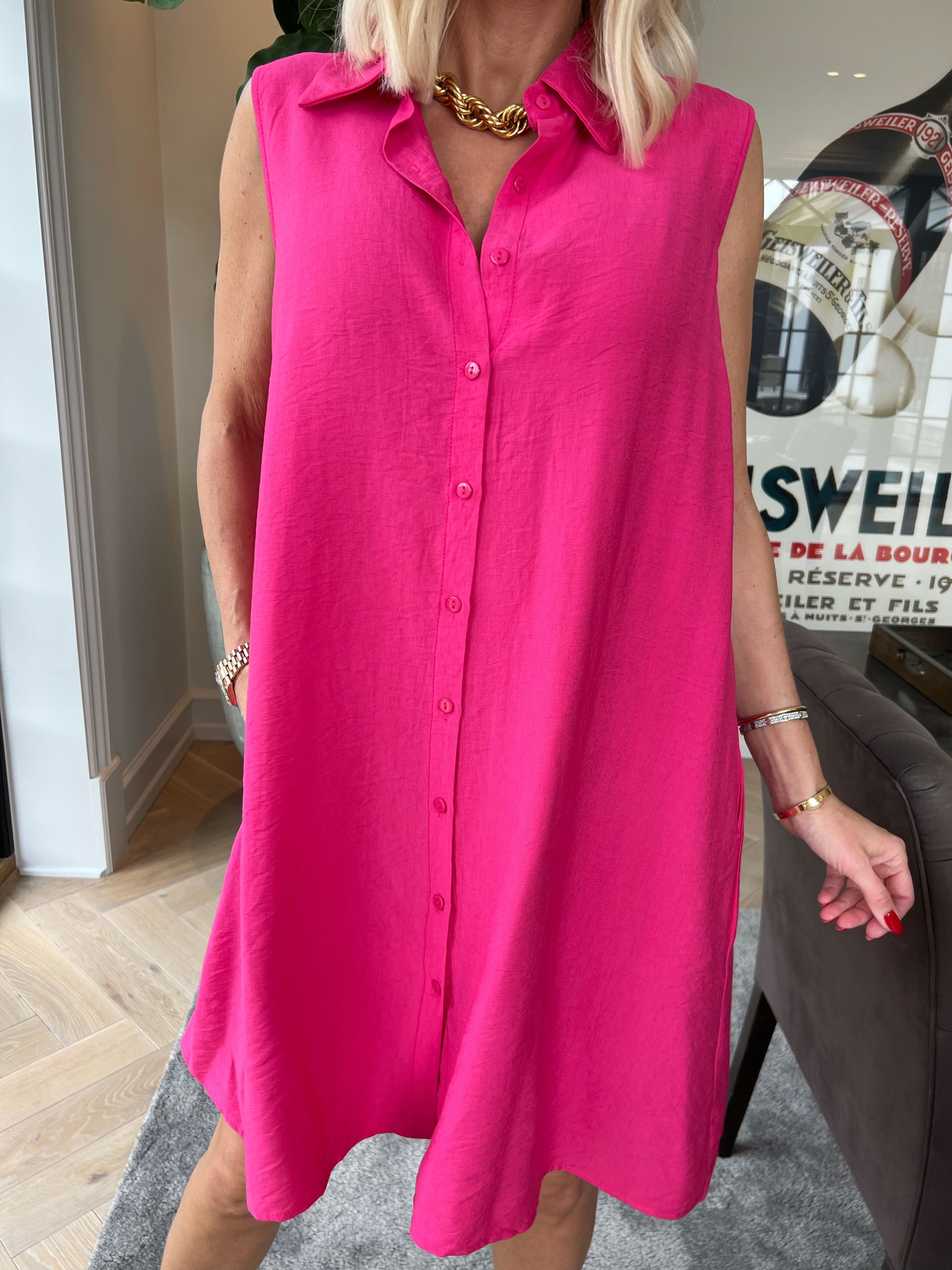 Piana - Skjortekjole i viskose uden ærmer, med åben ryg og bindebånd