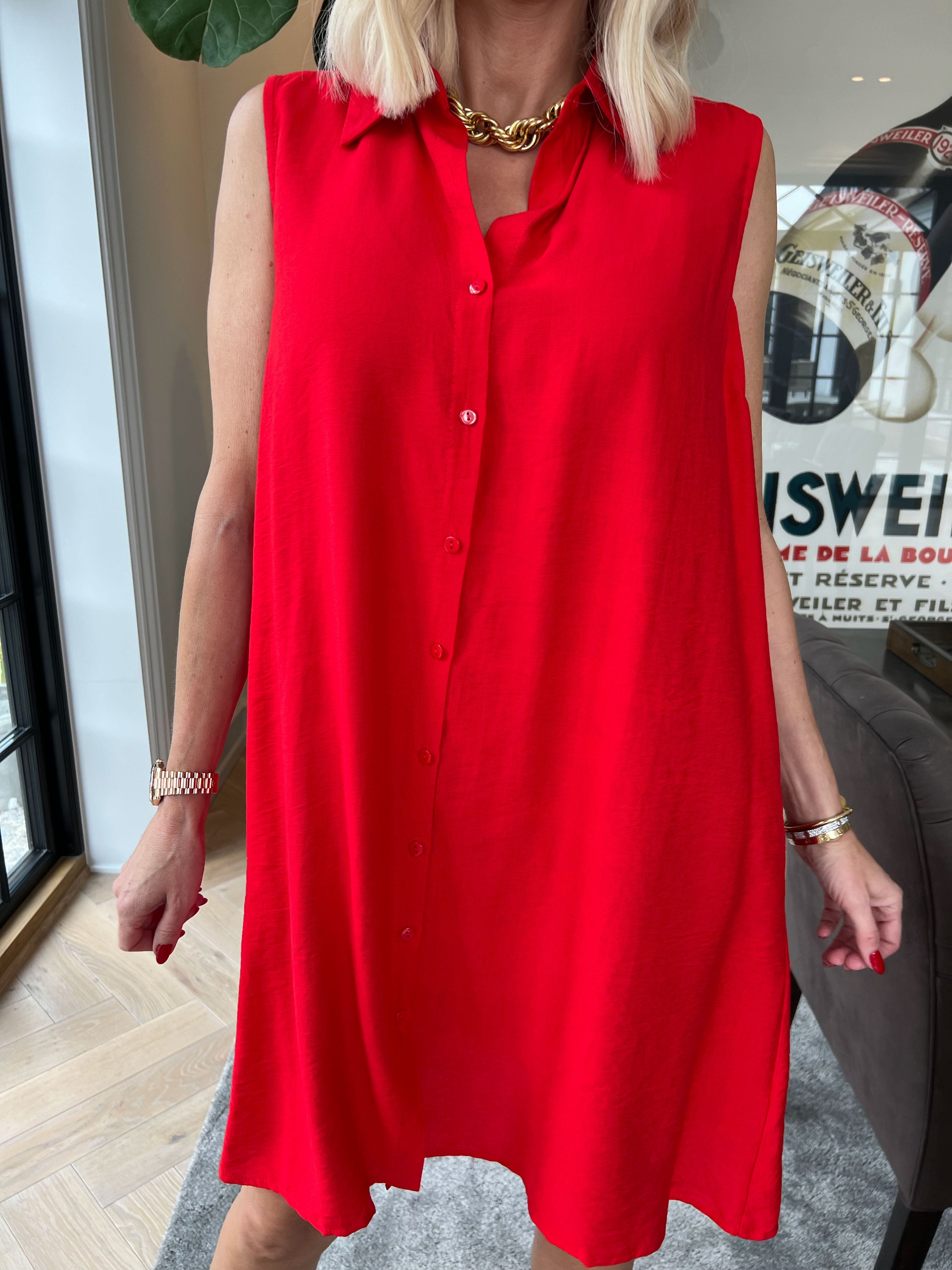 Piana - Skjortekjole i viskose uden ærmer, med åben ryg og bindebånd