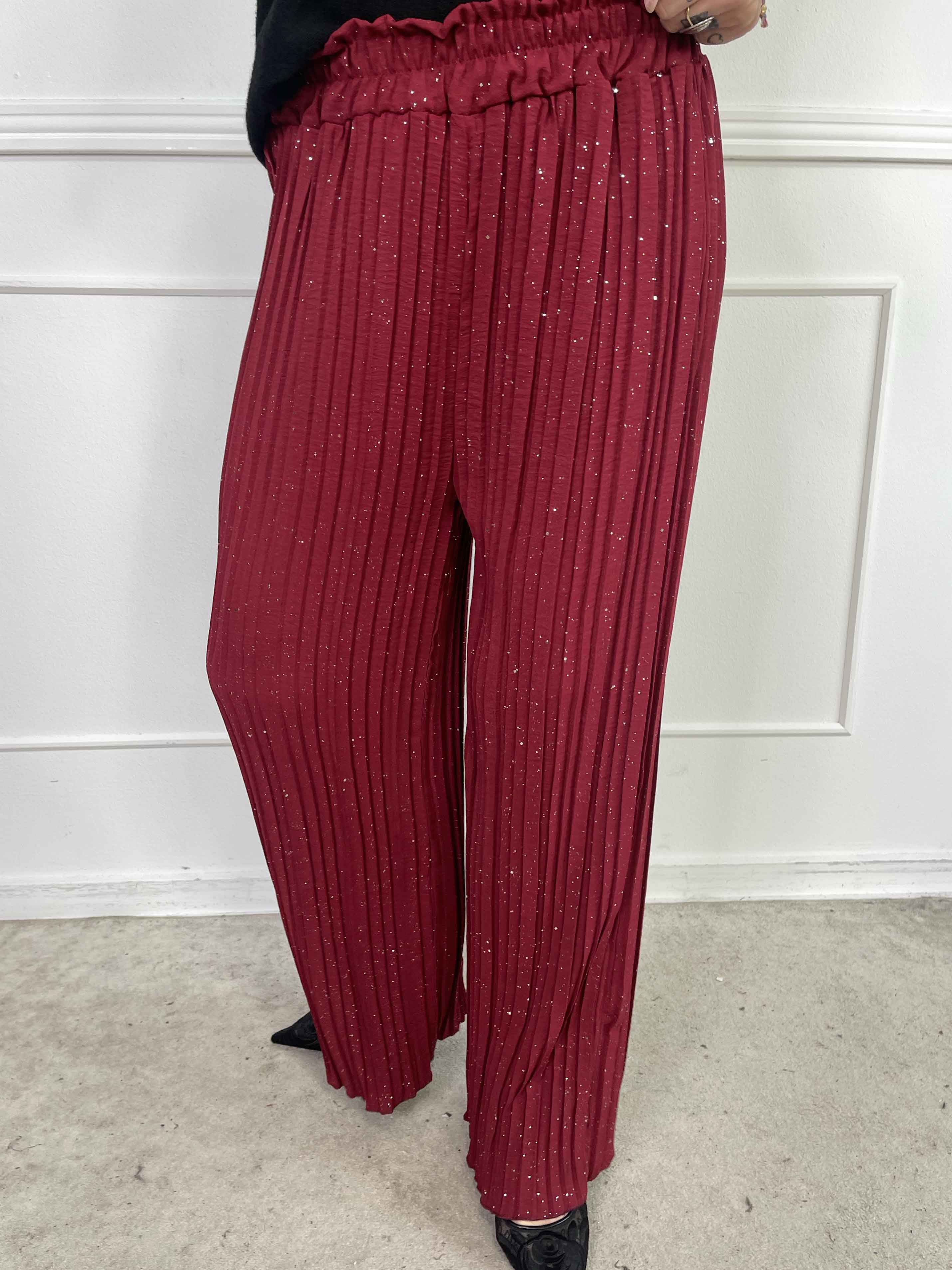 Pola Glitter - Plisserade löst sittande byxor med glitter