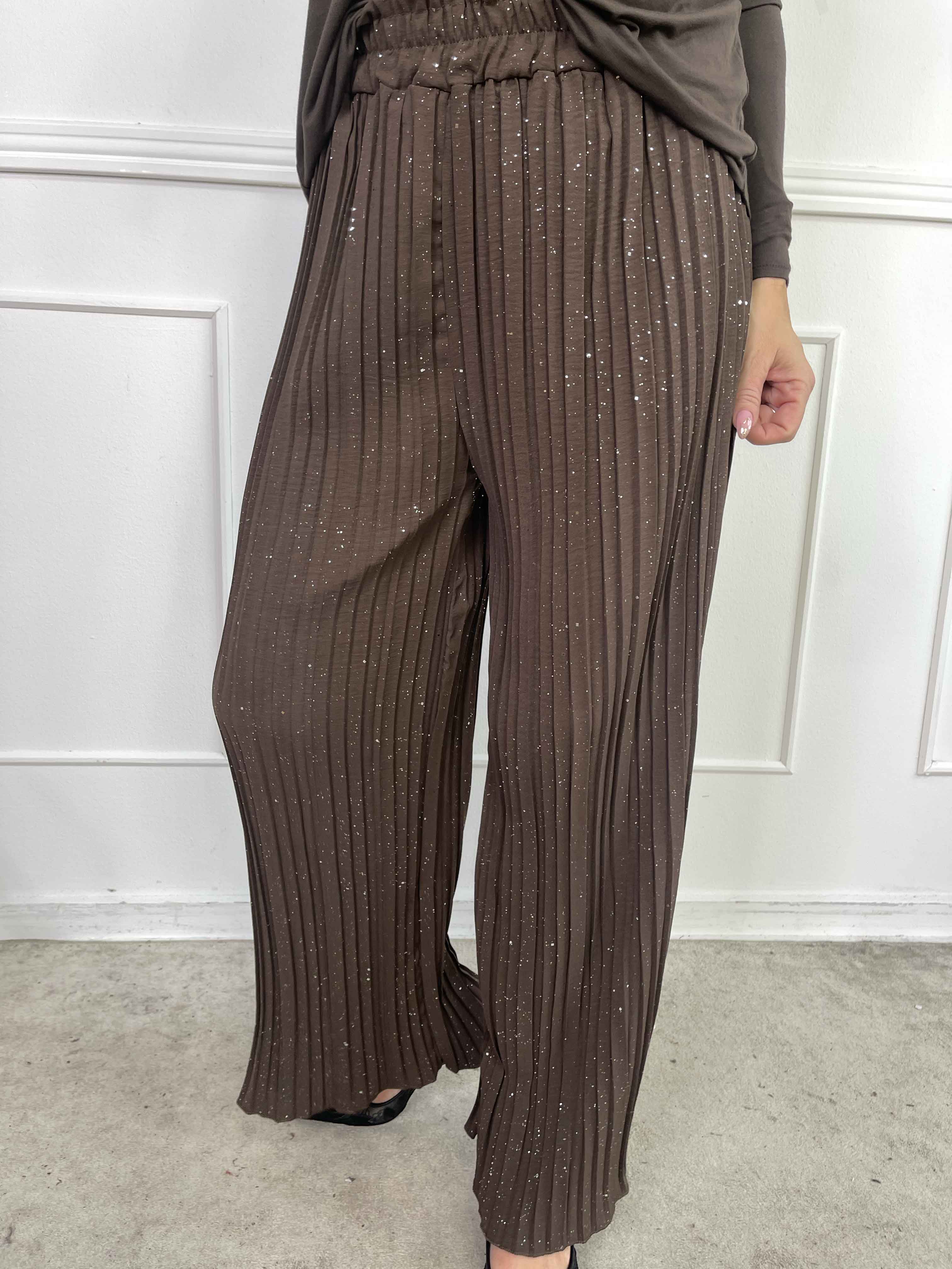 Pola Glitter - Plisserade löst sittande byxor med glitter