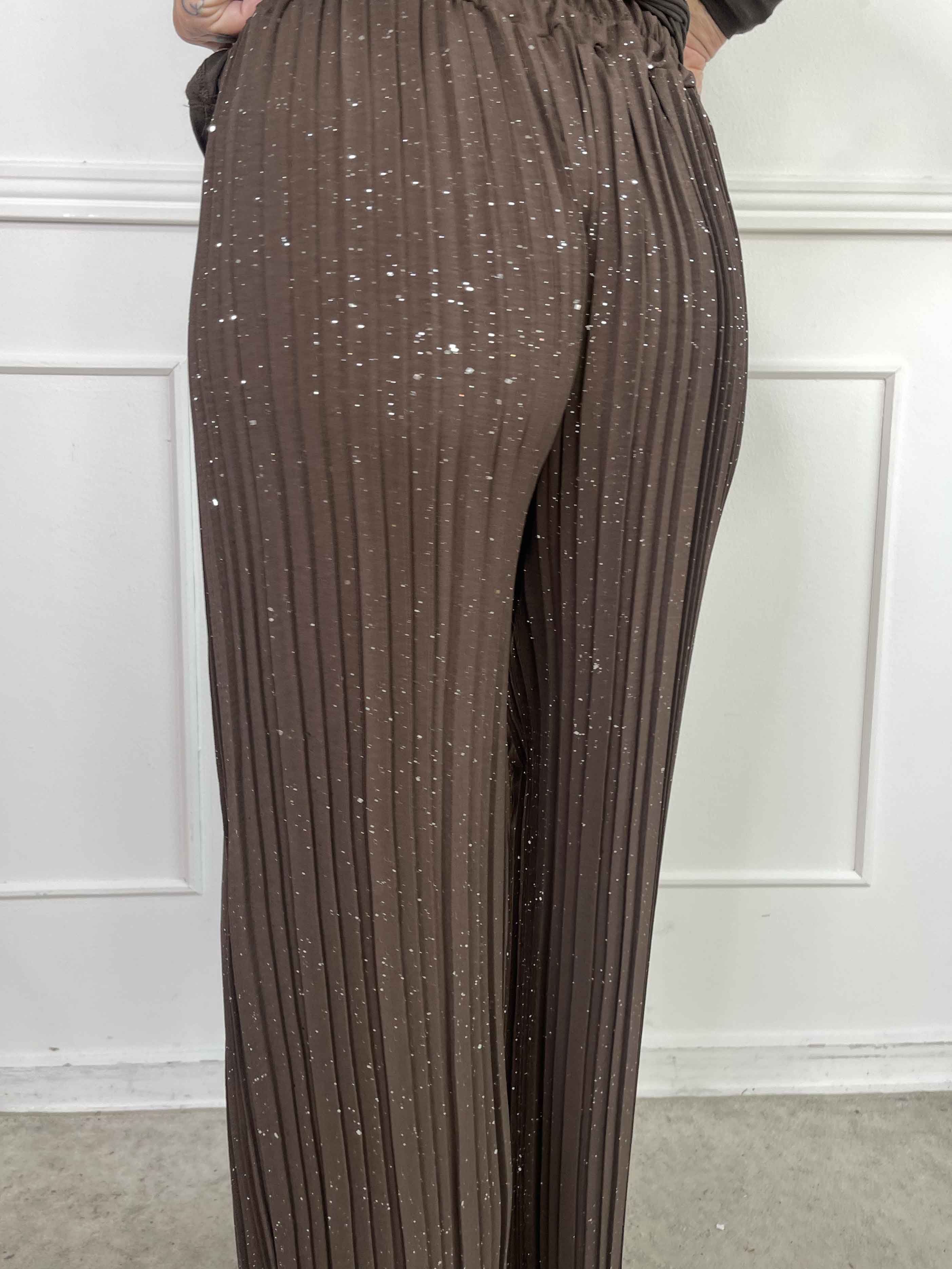 Pola Glitter - Plisserade löst sittande byxor med glitter