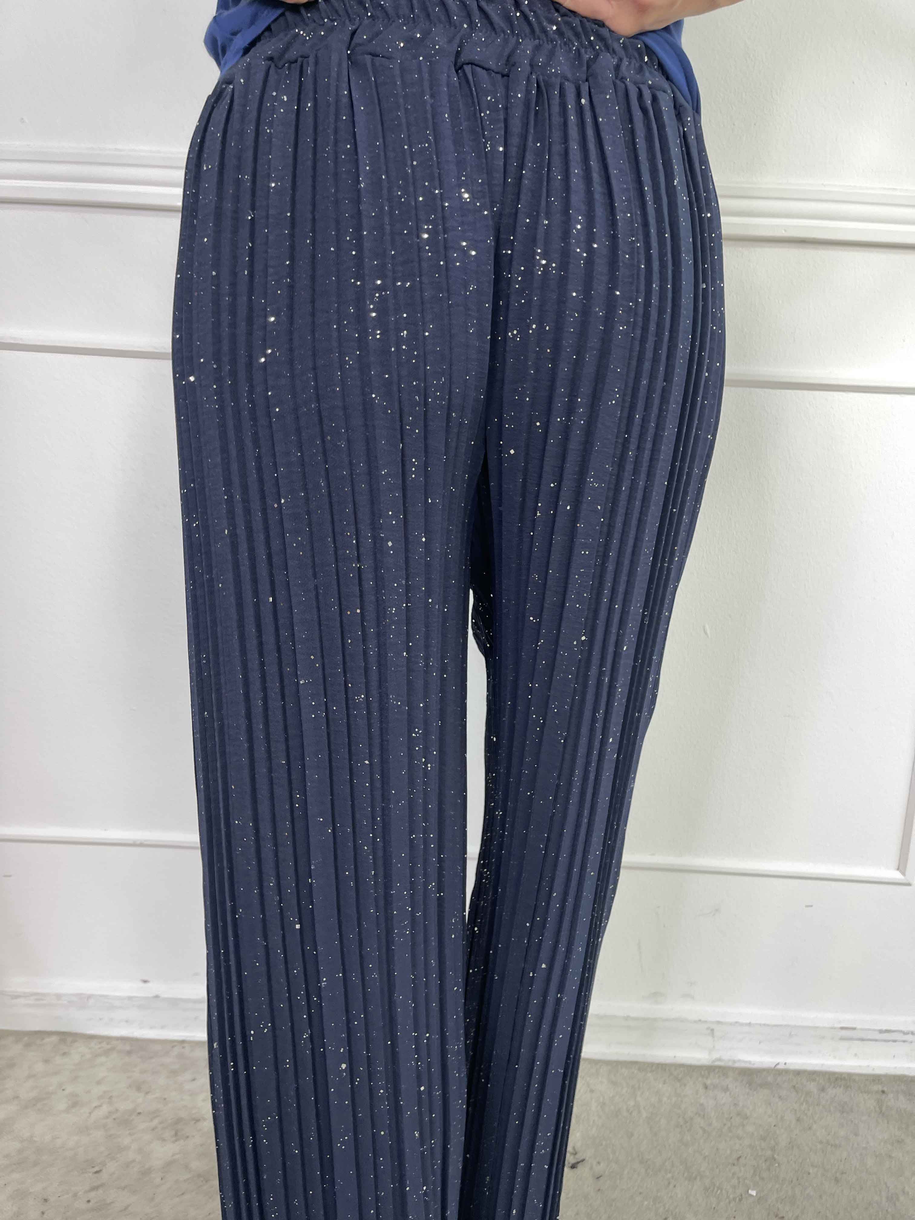 Pola Glitter - Plisserade löst sittande byxor med glitter